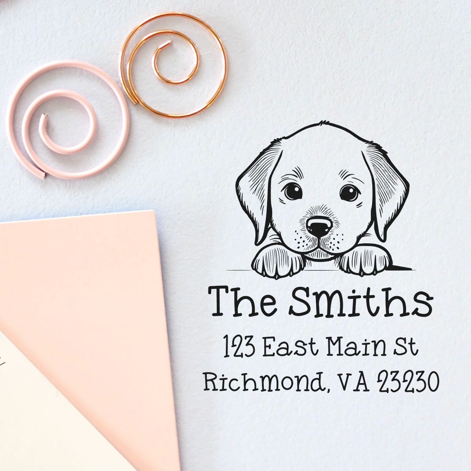 Self-Inking Chesapeake Bay Retriever Peeking Puppy Home Address Stamp - Engineer Seal Stamps