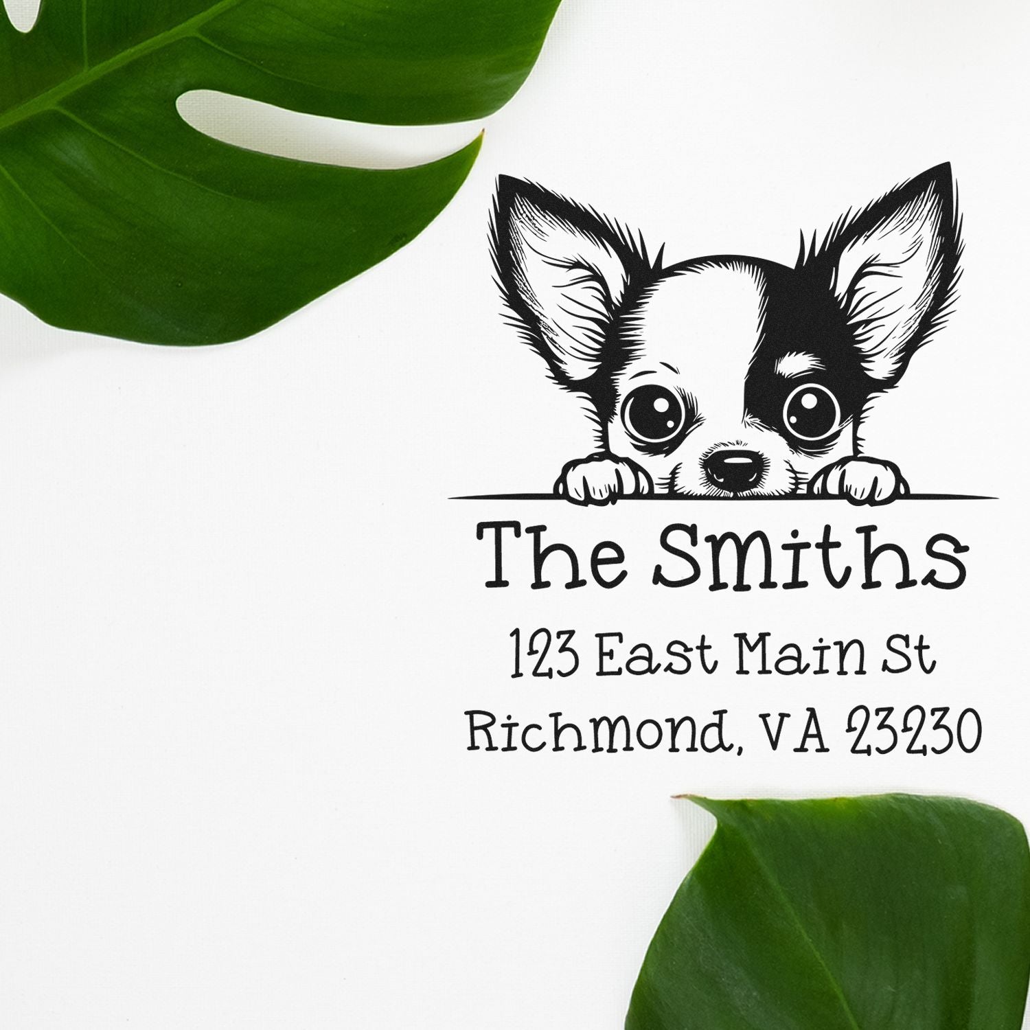 PSI Pre-Inked Chihuahua Puppy Dog Personalized Home Address Stamp - Engineer Seal Stamps