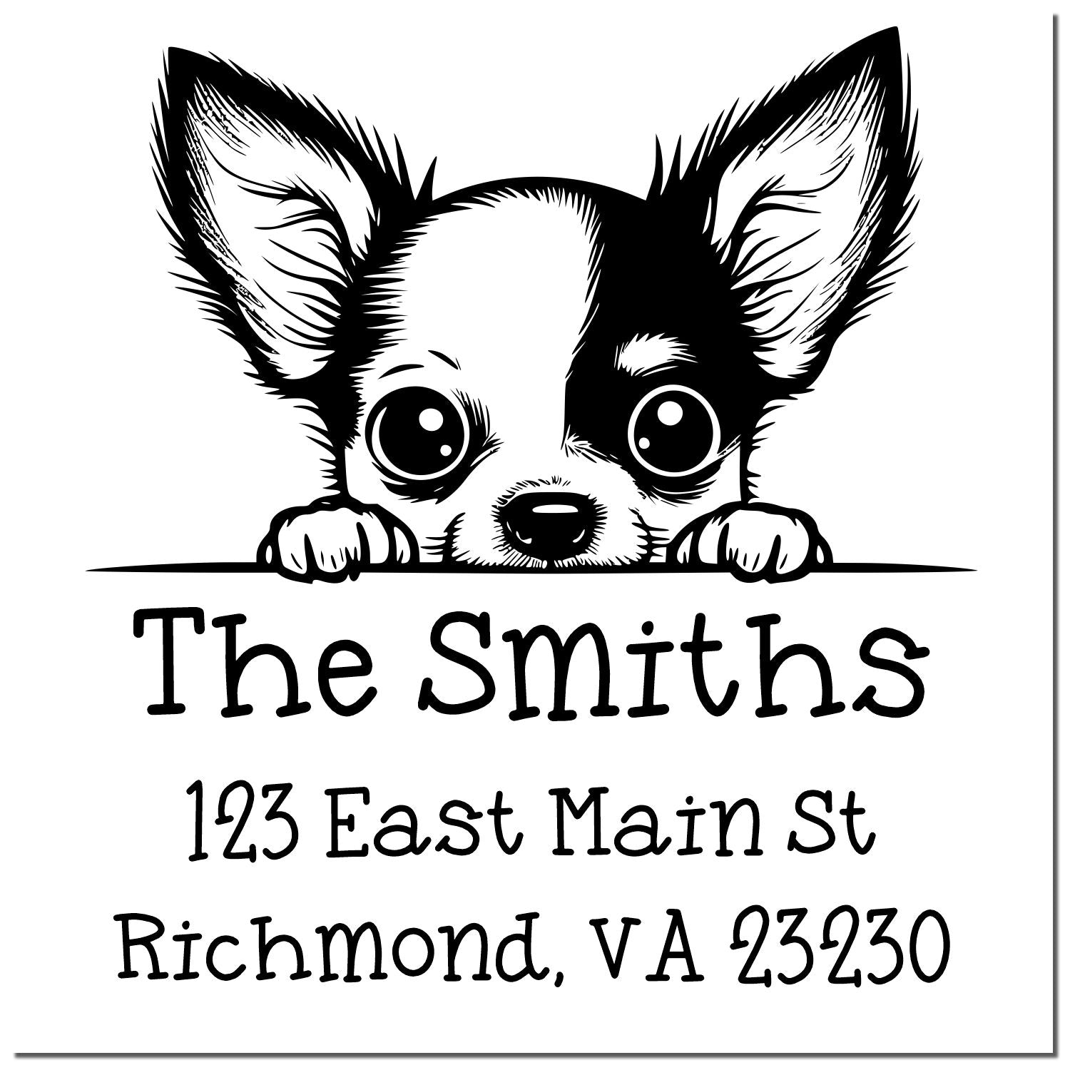 Wood Handle Chihuahua Puppy Custom New Address Stamp - Engineer Seal Stamps