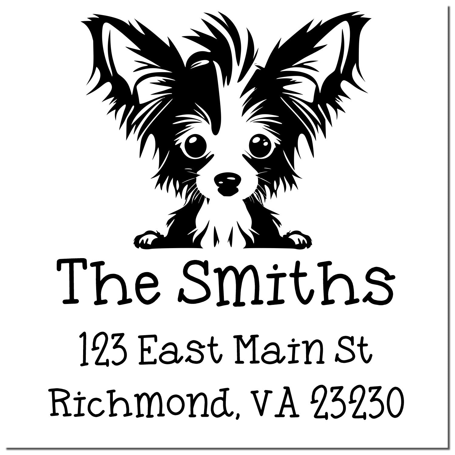 PSI Pre-Inked Chinese Crested Puppy Dog Personalized Mailing Address Stamp - Engineer Seal Stamps