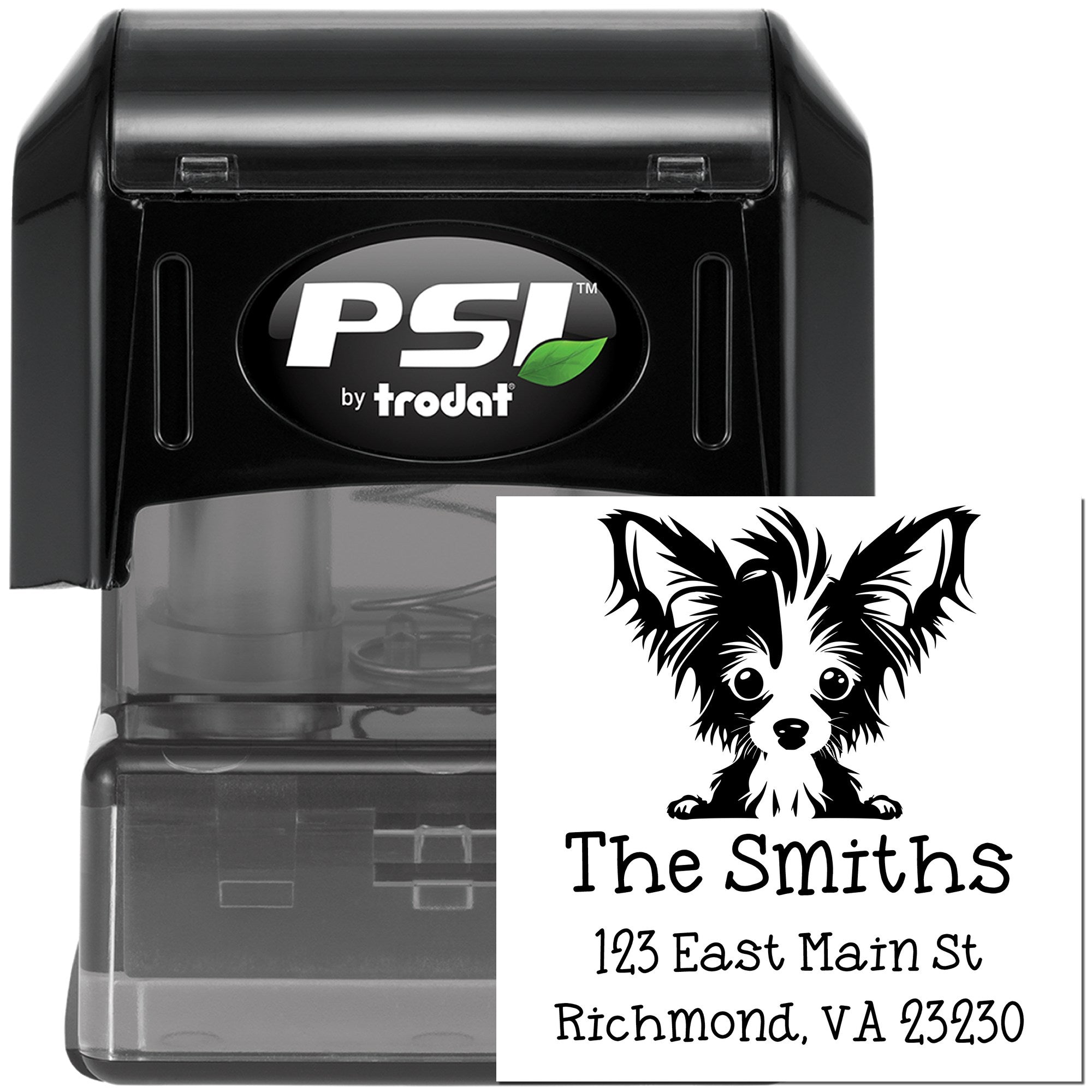 PSI Pre-Inked Chinese Crested Puppy Dog Personalized Mailing Address Stamp - Engineer Seal Stamps