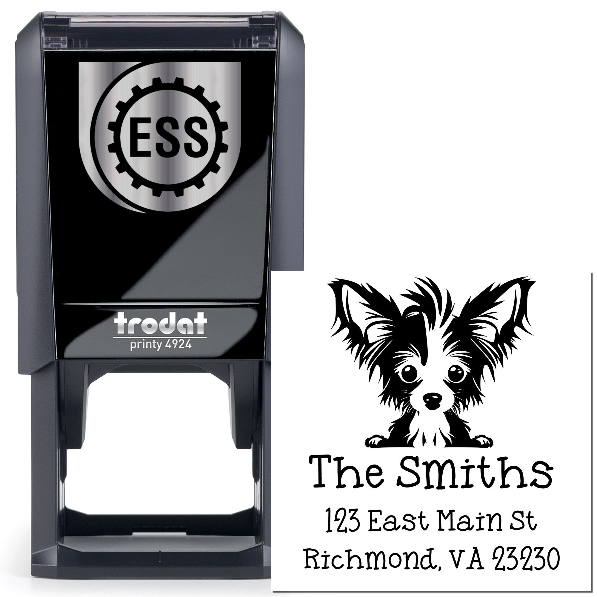 Self-Inking Chinese Crested Peeking Puppy New Address Stamp - Engineer Seal Stamps
