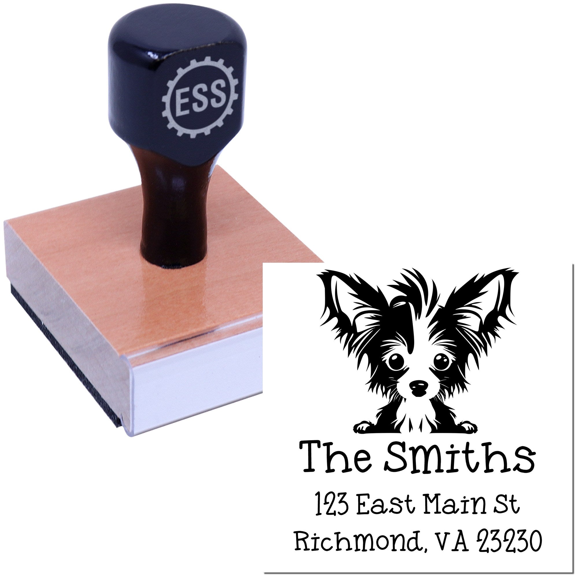 Wood Handle Chinese Crested Puppy Custom Mailing Label Stamp - Engineer Seal Stamps