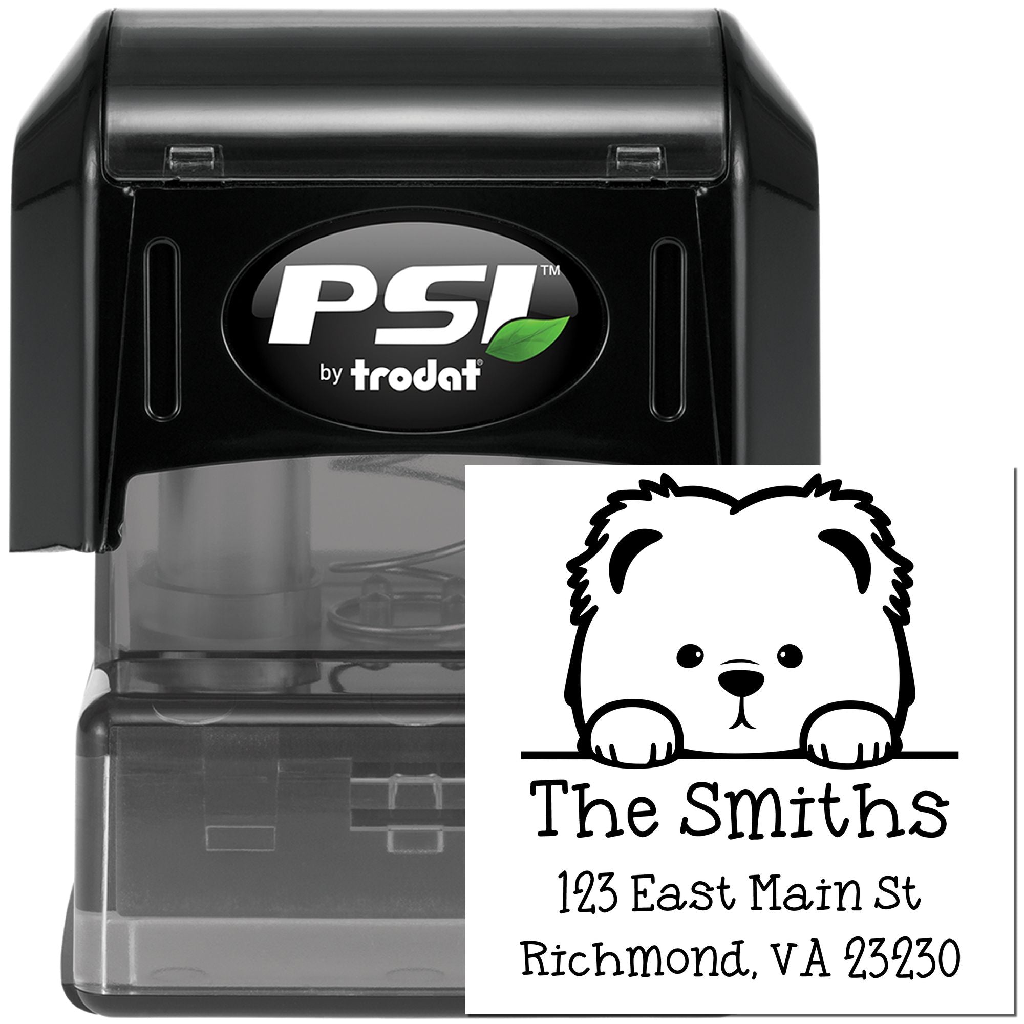 PSI Pre-Inked Chow Chow Puppy Dog Personalized Mailing Label Stamp - Engineer Seal Stamps