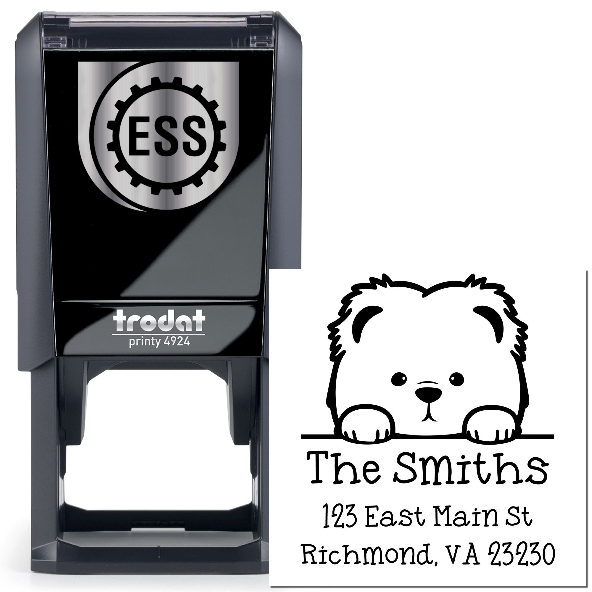 Self-Inking Chow Chow Peeking Puppy Mail Label Stamp - Engineer Seal Stamps