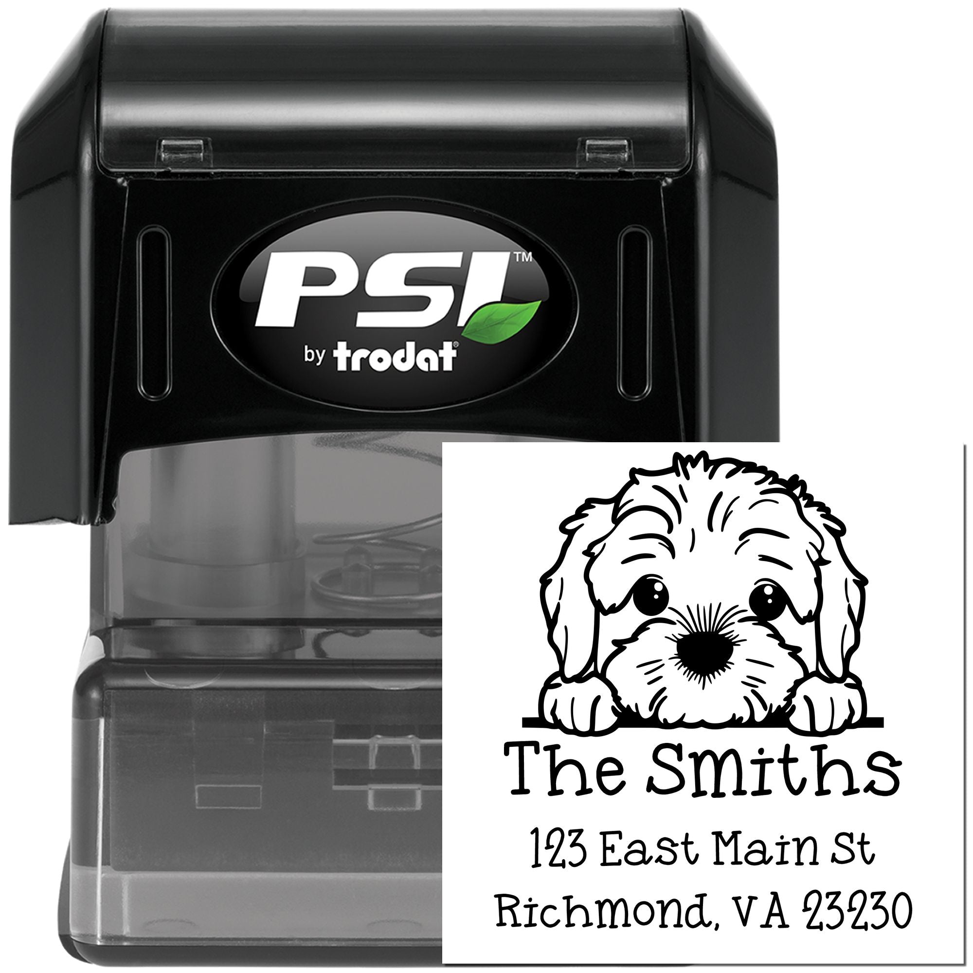 PSI Pre-Inked Cockapoo Puppy Dog Personalized Mail Label Stamp - Engineer Seal Stamps