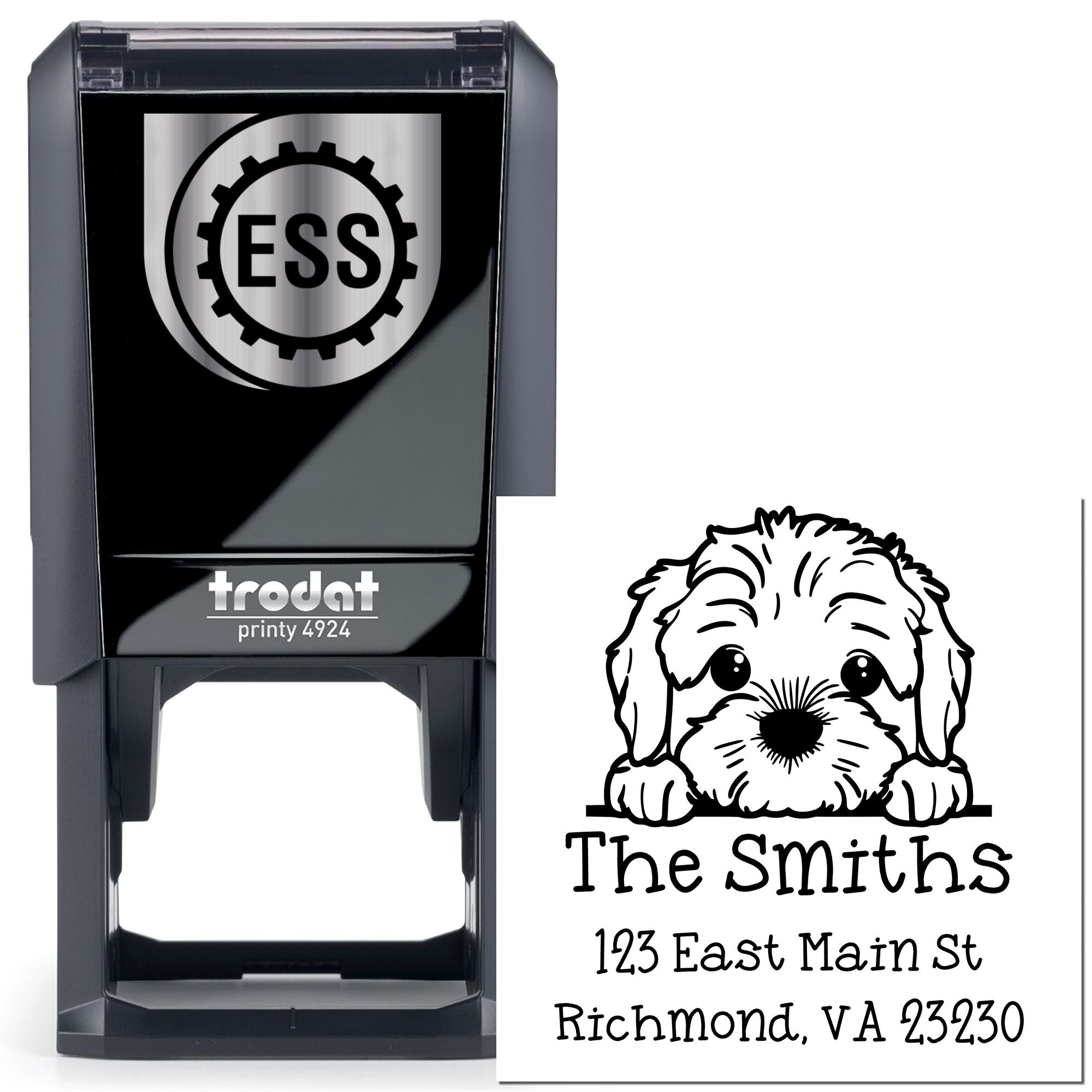 Self-Inking Cockapoo Peeking Puppy Stamp - Engineer Seal Stamps