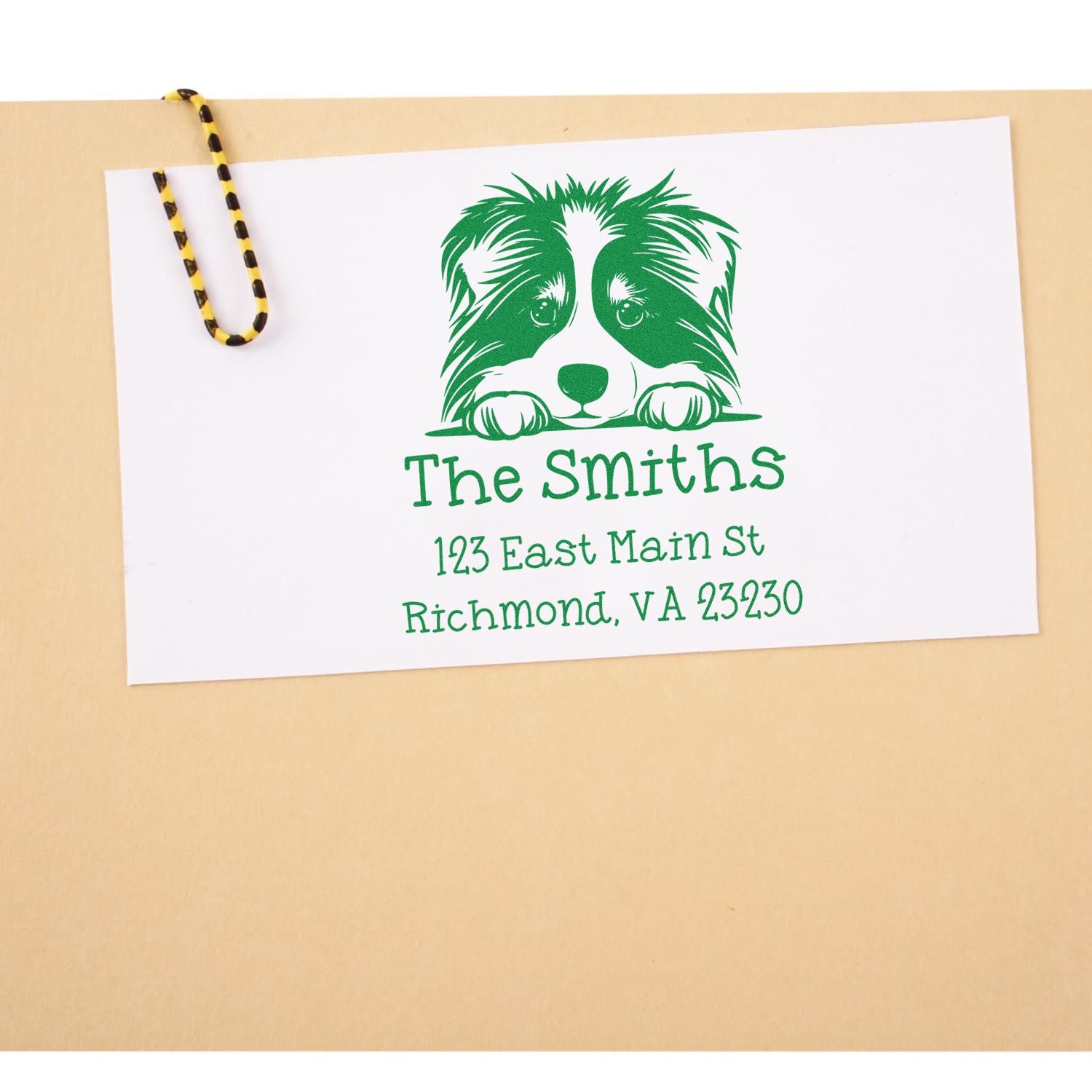 Wood Handle Collie Puppy Customized Return Address Stamp - Engineer Seal Stamps