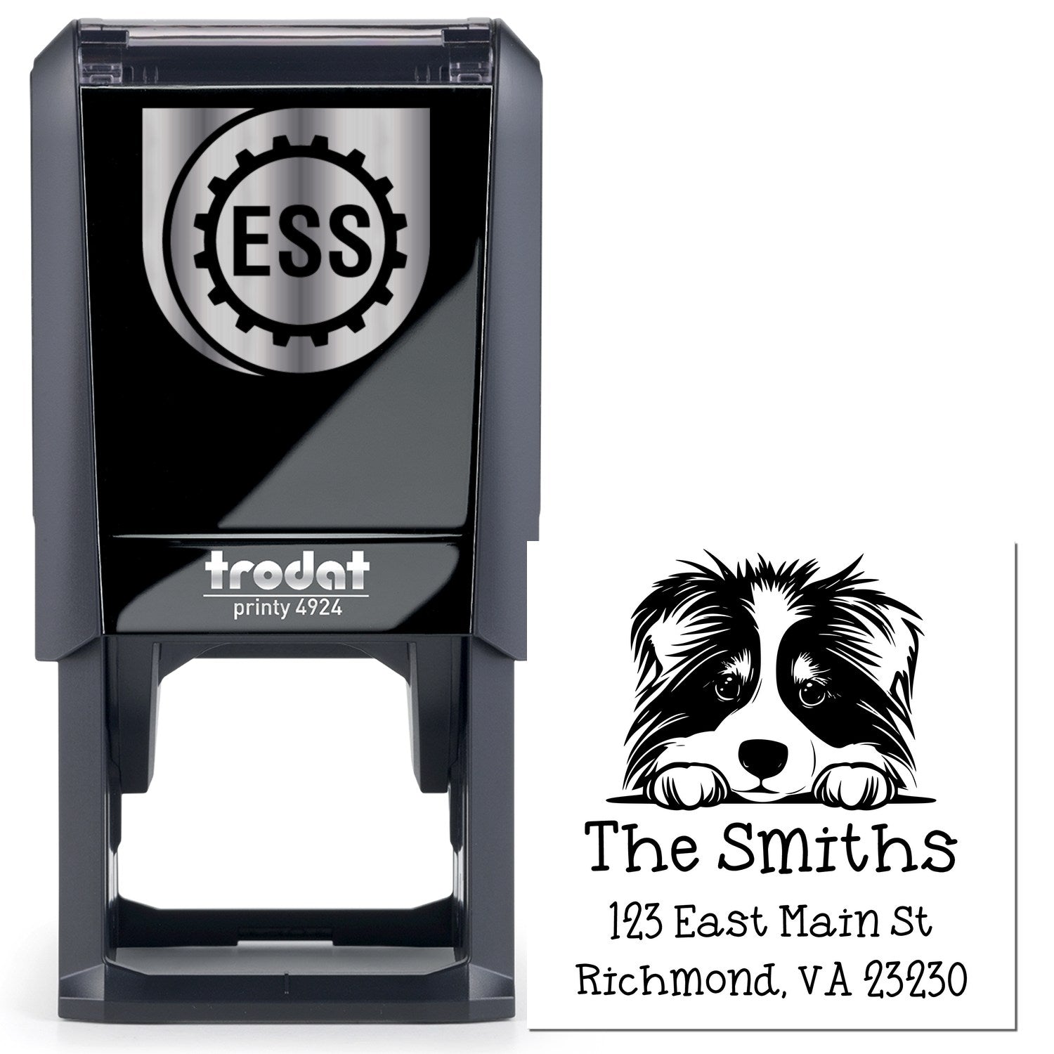 Self-Inking Collie Peeking Puppy Custom Address Stamp - Engineer Seal Stamps