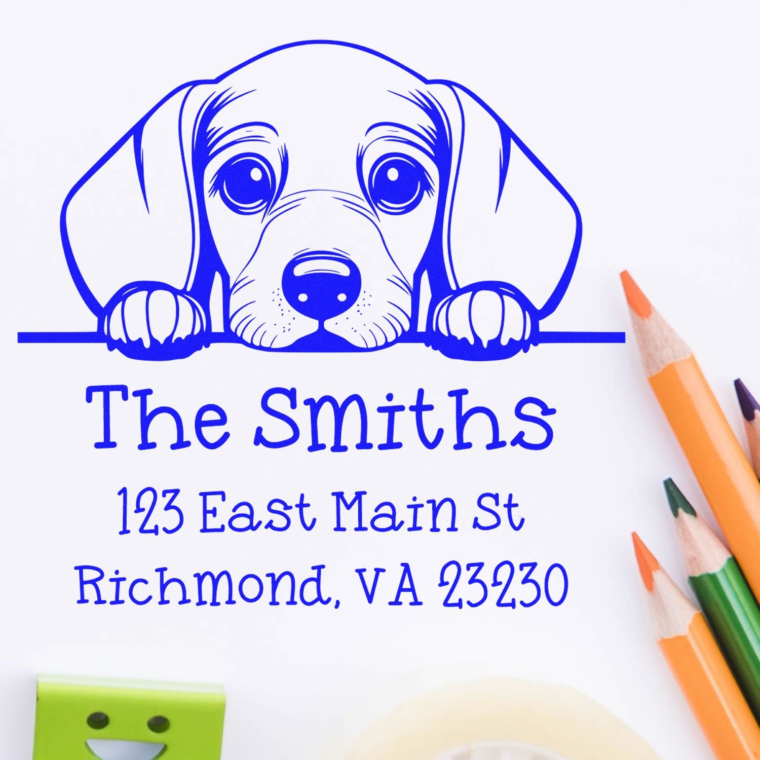 Slim Dachshund Personalized Return Address Stamp - Engineer Seal Stamps