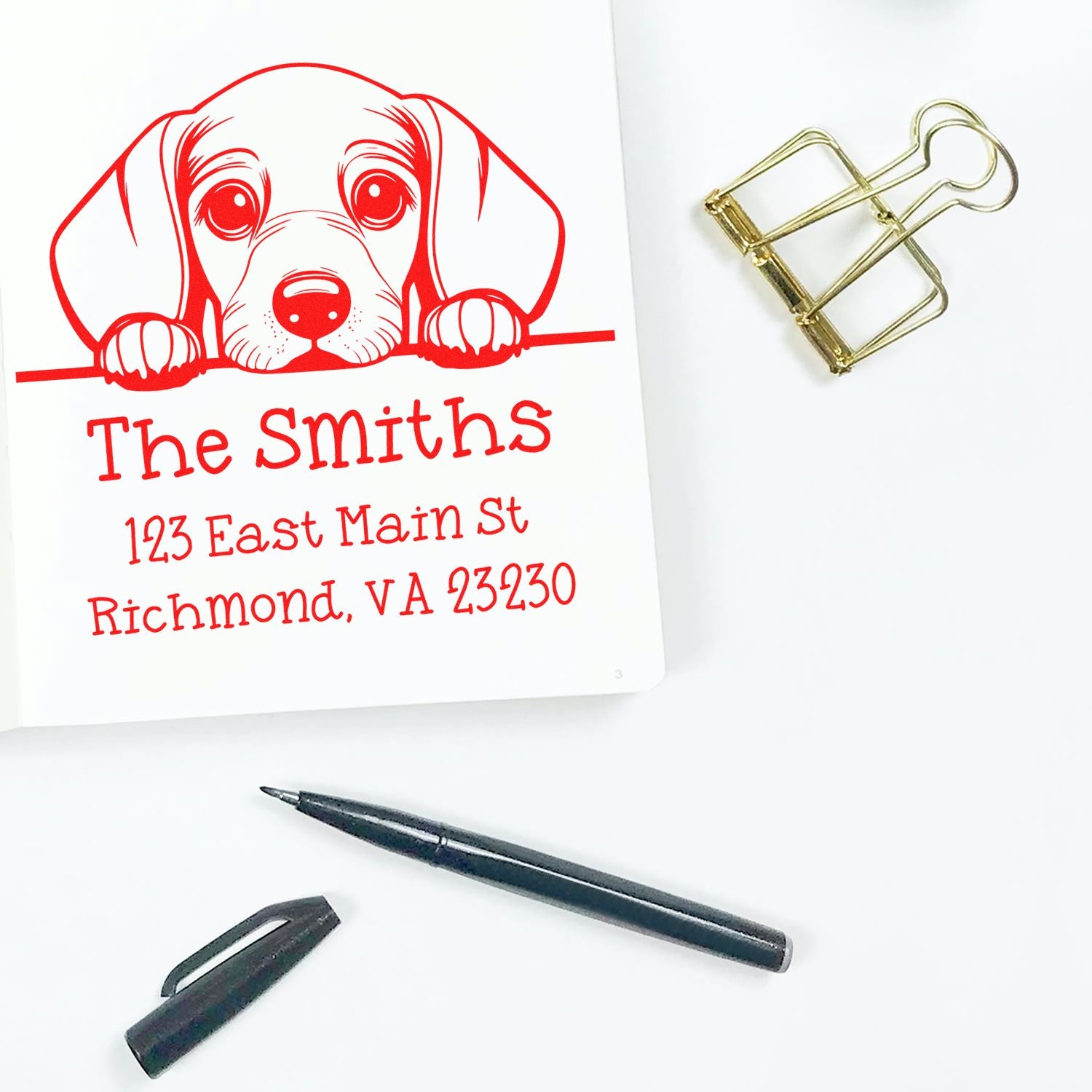 Slim Dachshund Personalized Return Address Stamp - Engineer Seal Stamps
