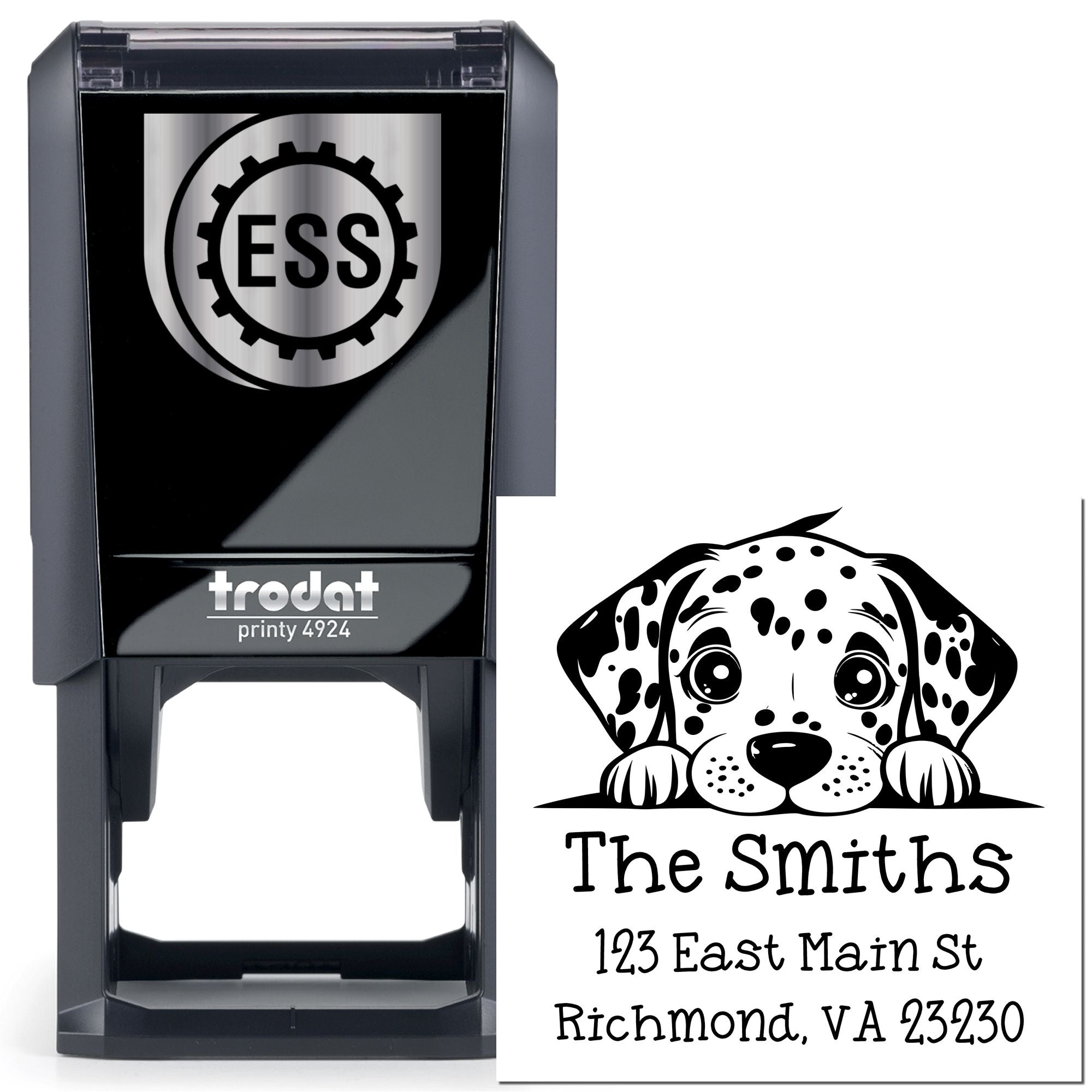 Self-Inking Dalmatian Peeking Puppy Custom Mail Stamp - Engineer Seal Stamps