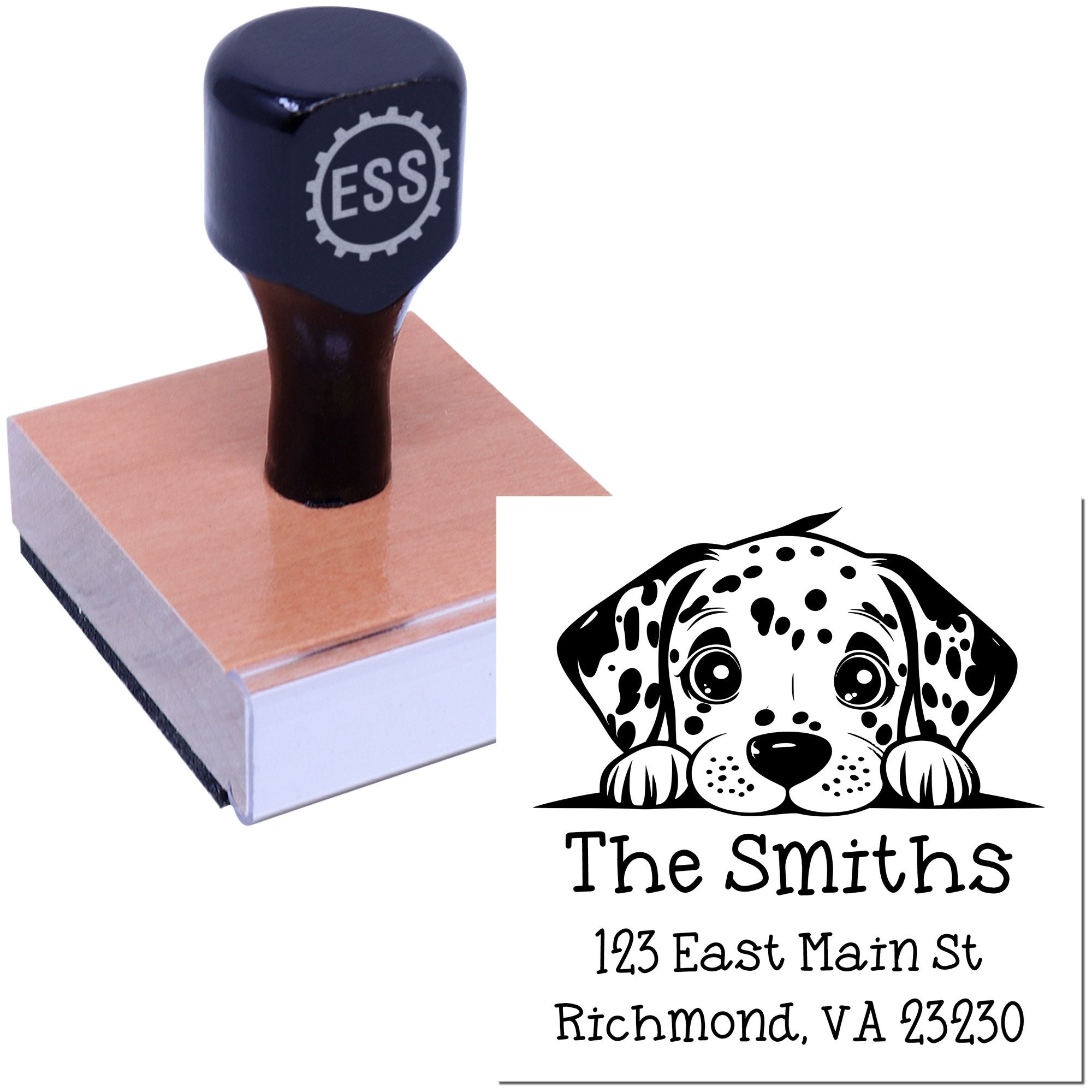 Wood Handle Dalmatian Puppy Customized Home Address Stamp - Engineer Seal Stamps