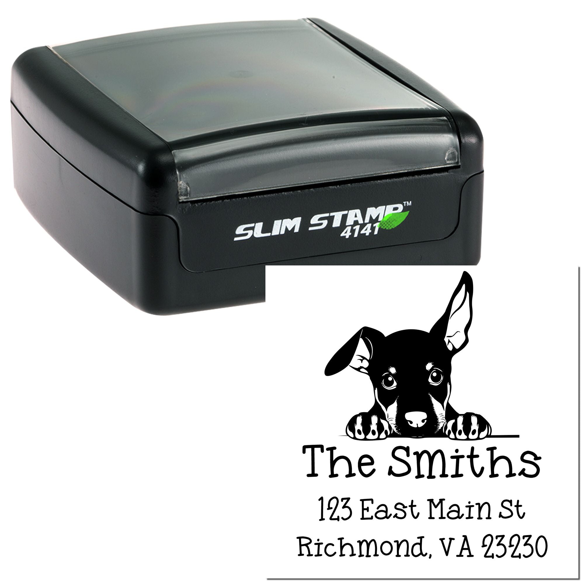 Slim Doberman Pinscher Personalized Mailing Stamp - Engineer Seal Stamps