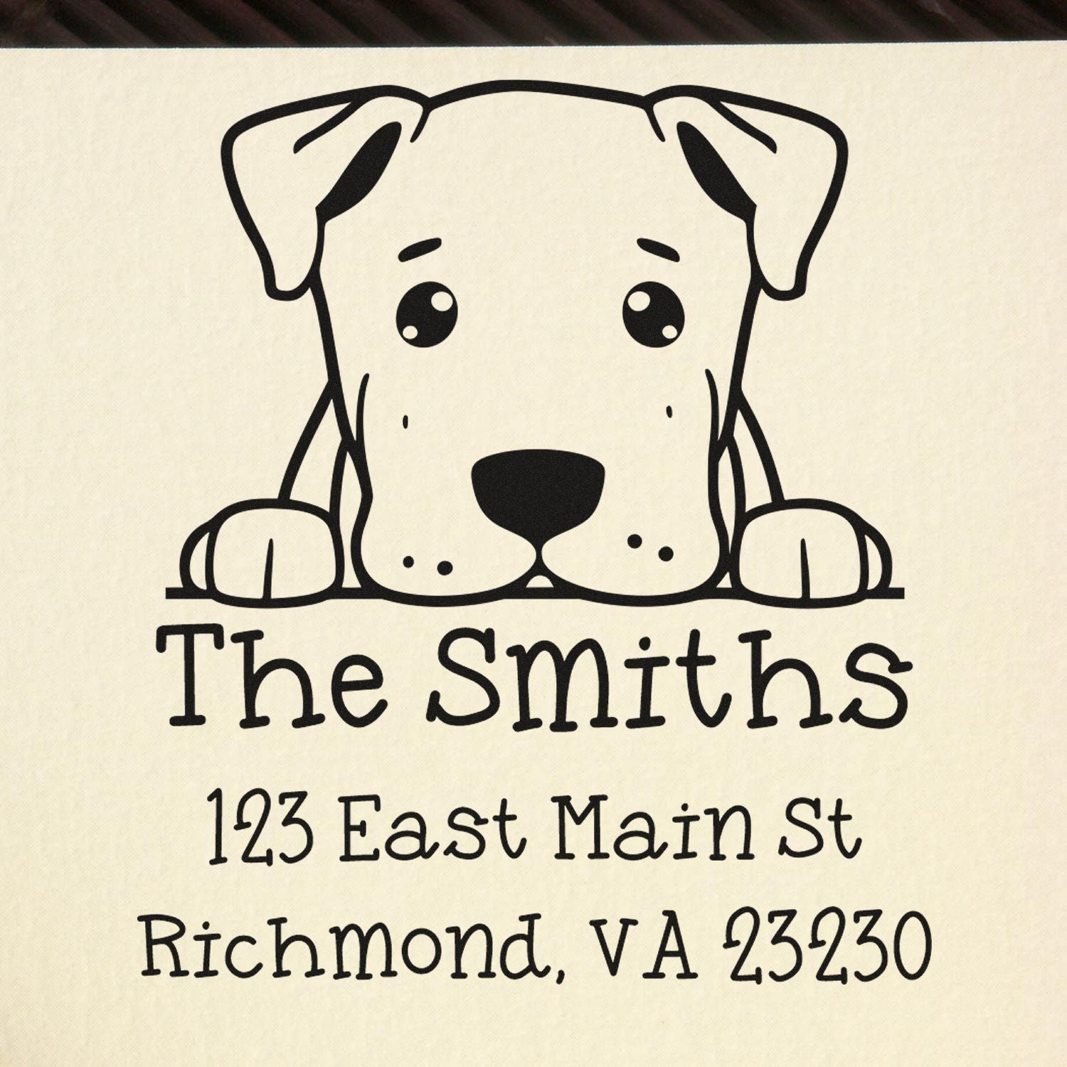 Wood Handle Dogo Argentino Puppy Customized Address Return Stamp - Engineer Seal Stamps