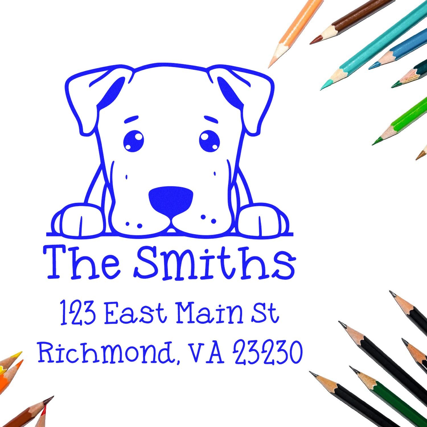 Wood Handle Dogo Argentino Puppy Customized Address Return Stamp - Engineer Seal Stamps