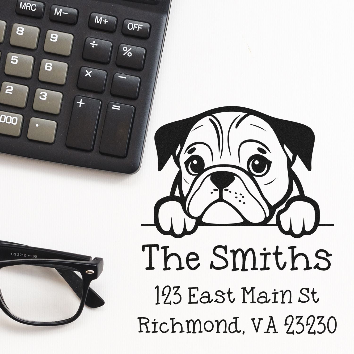 Self-Inking English Setter Peeking Puppy Custom Mailing Address Stamp - Engineer Seal Stamps