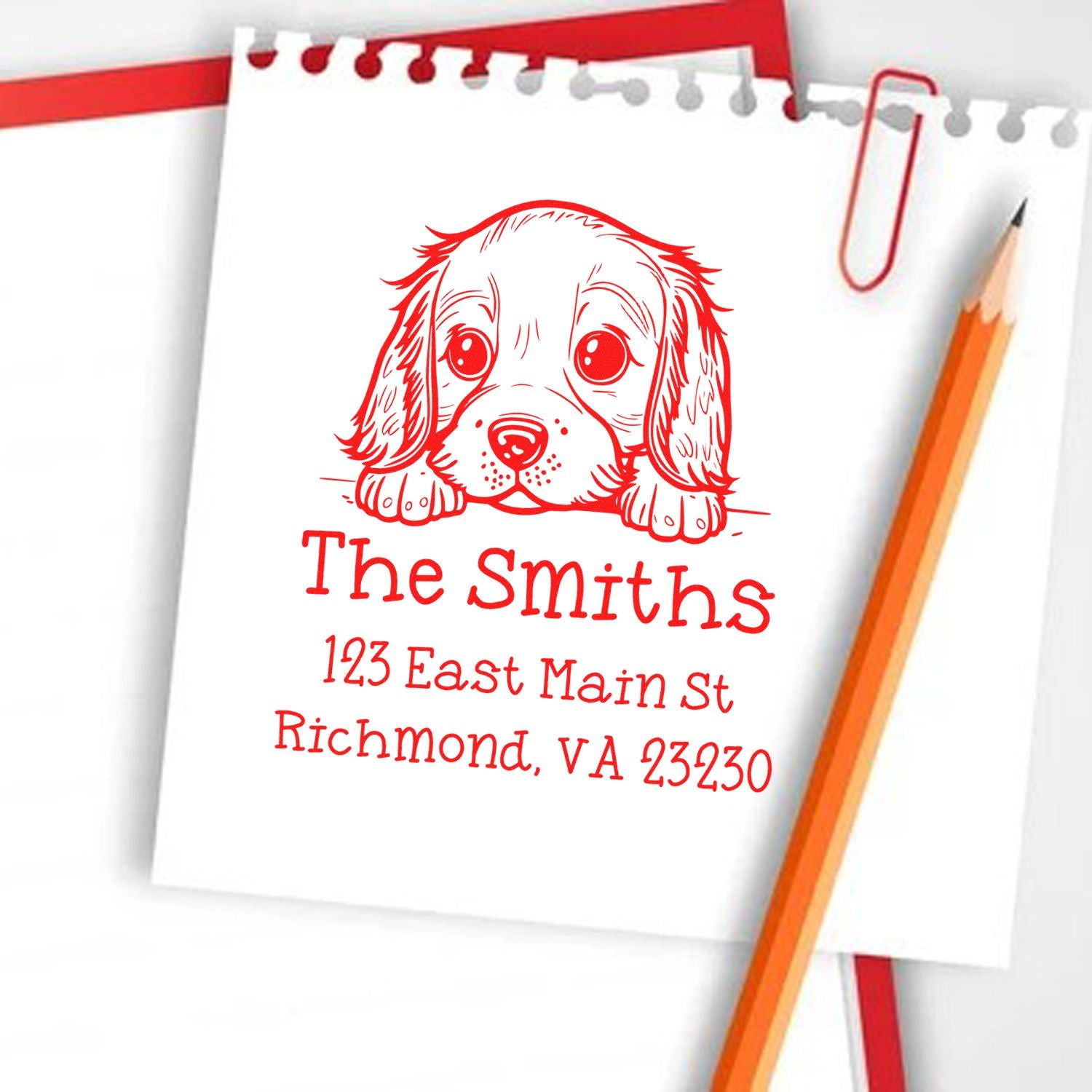 Wood Handle English Bulldog Puppy Customized New Address Stamp - Engineer Seal Stamps