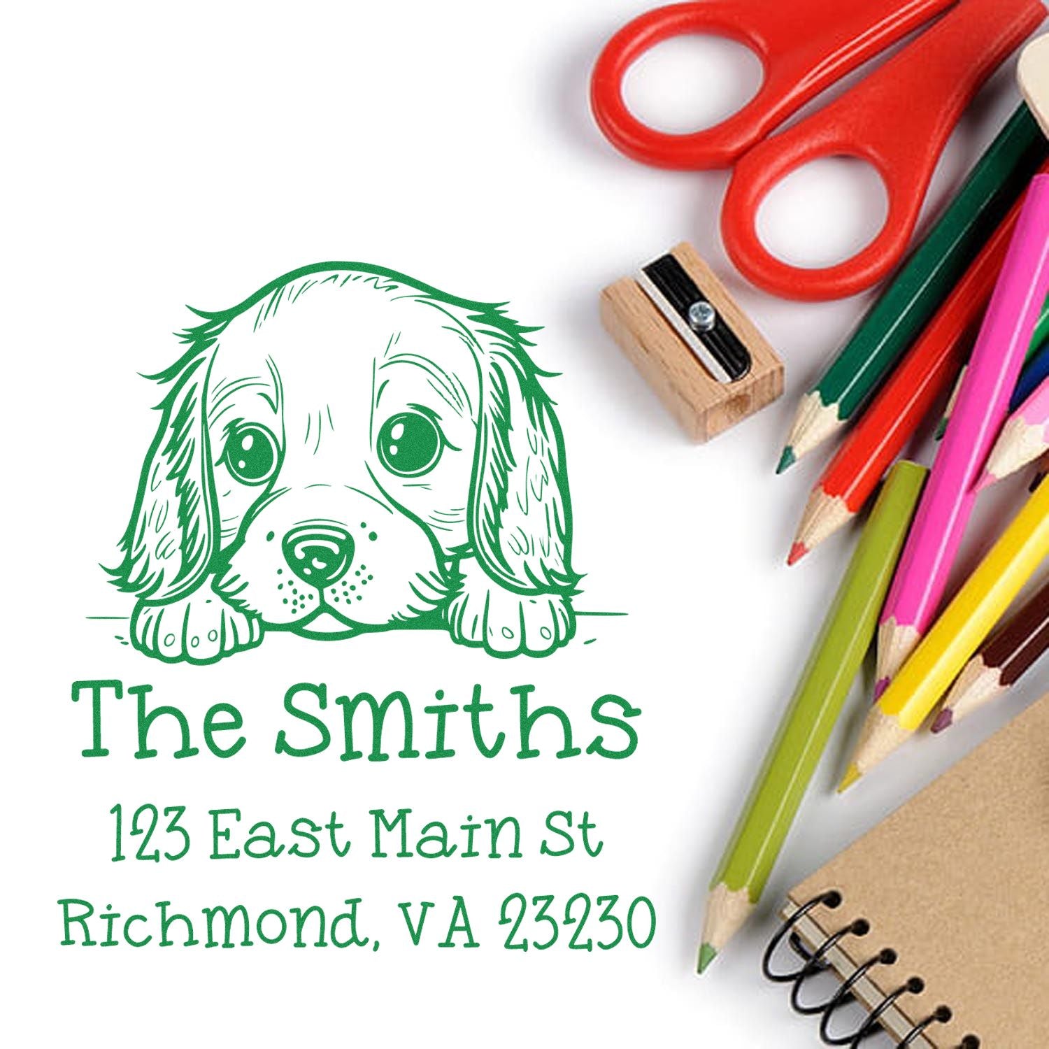 Wood Handle English Bulldog Puppy Customized New Address Stamp - Engineer Seal Stamps