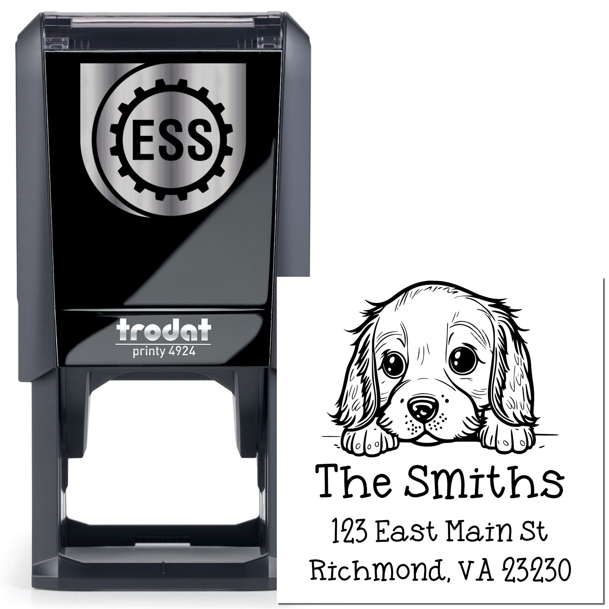 Self-Inking English Bulldog Peeking Puppy Custom Mail Address Stamp - Engineer Seal Stamps