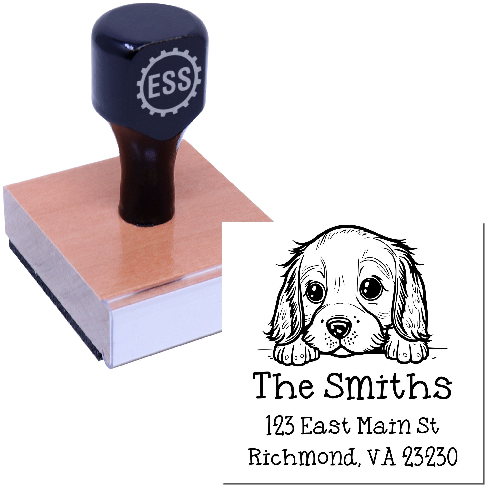 Wood Handle English Bulldog Puppy Customized New Address Stamp - Engineer Seal Stamps