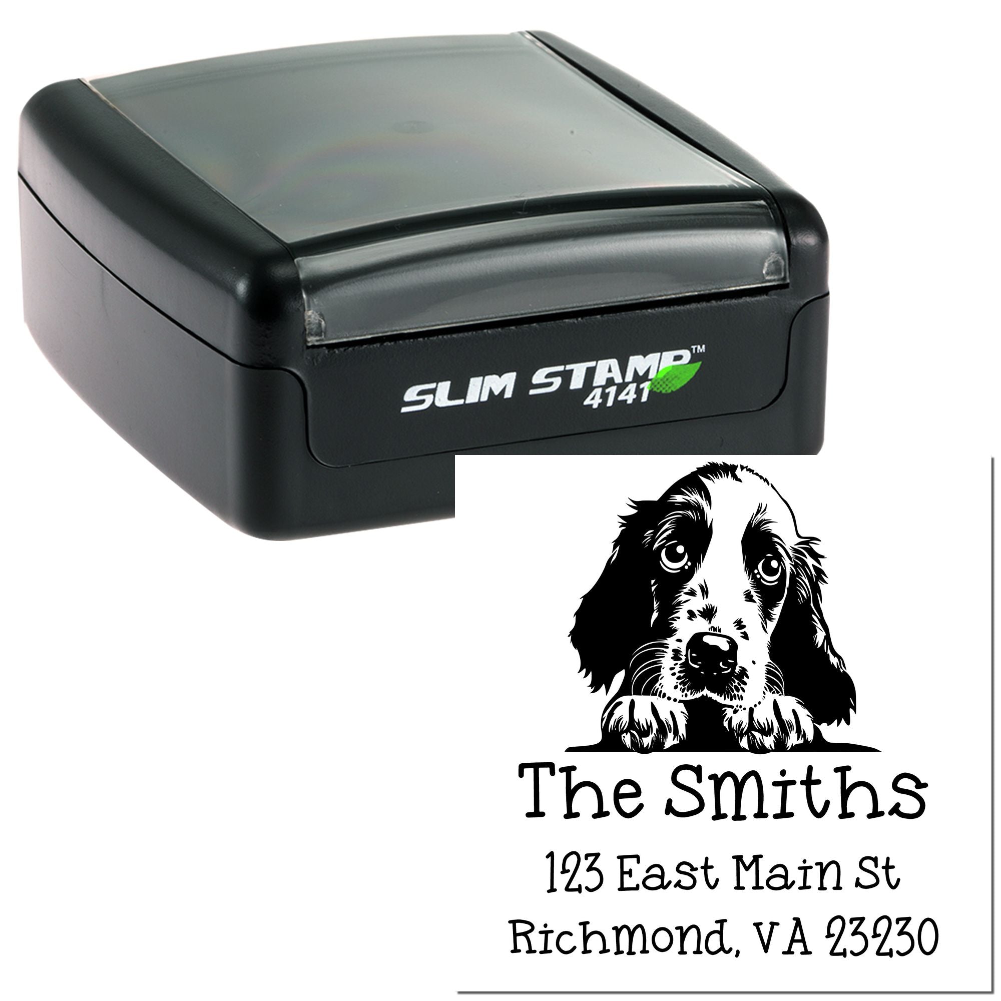 Slim English Cocker Spaniel Personalized Mailing Address Stamp - Engineer Seal Stamps
