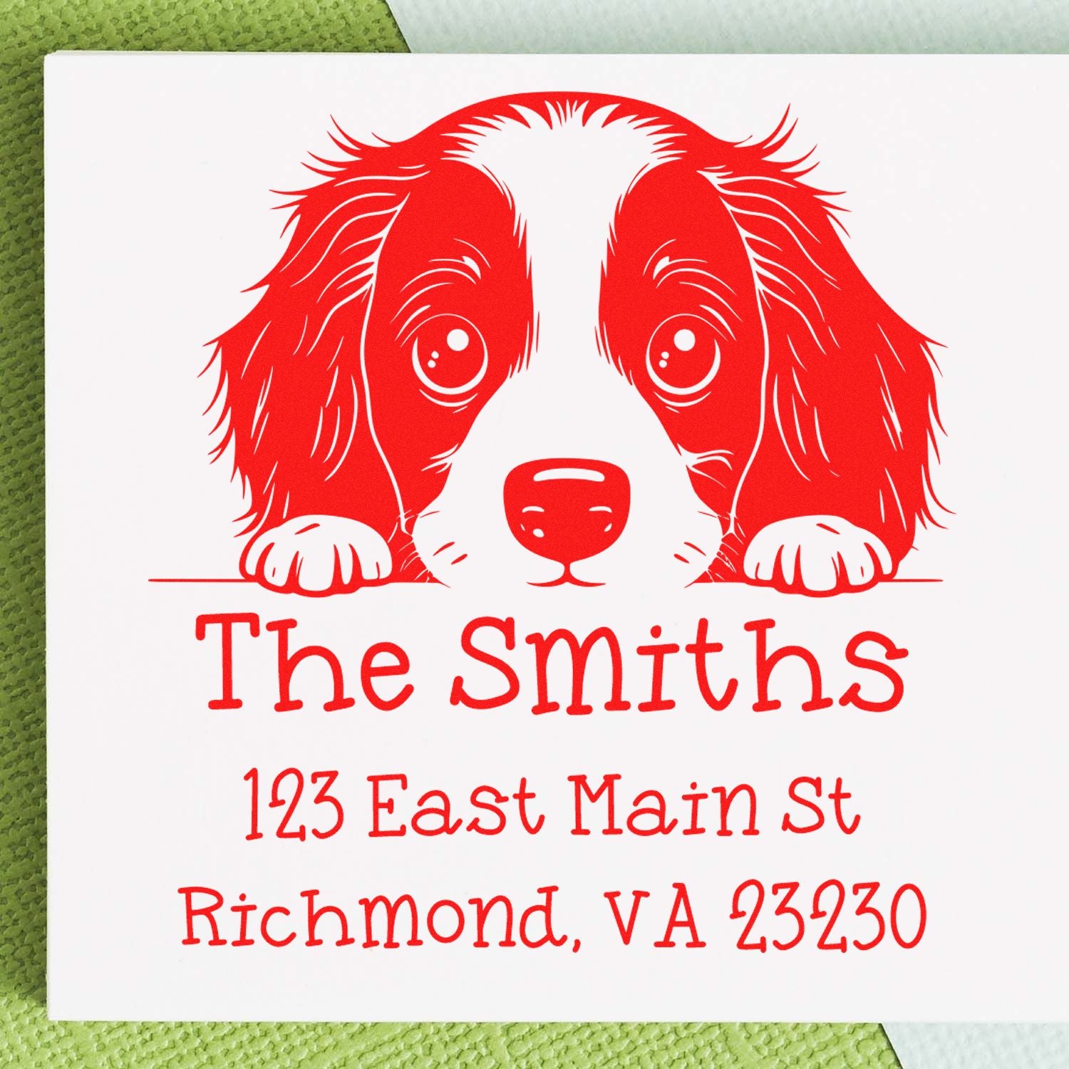 Wood Handle English Springer Spaniel Puppy Customized Address Label Stamp - Engineer Seal Stamps
