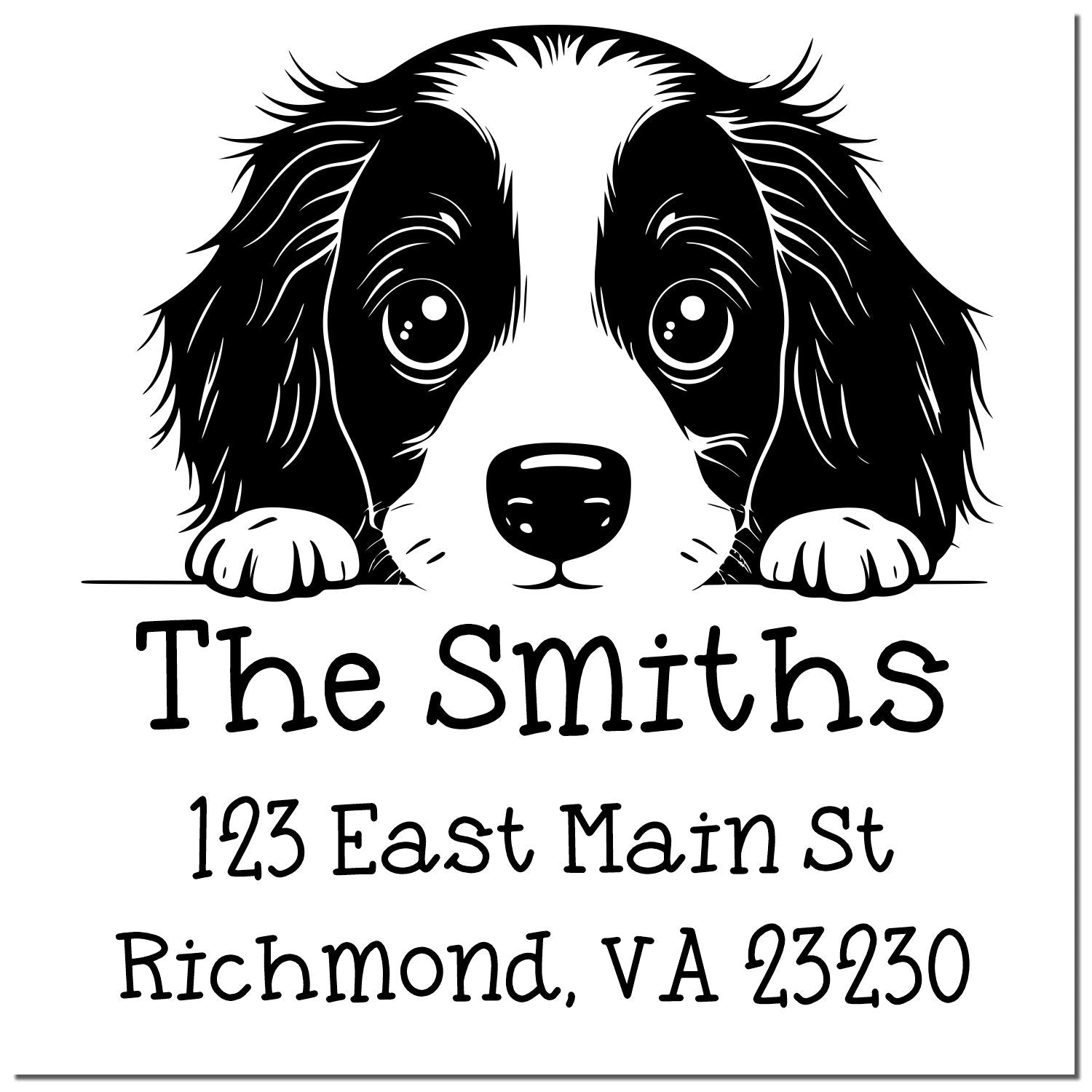 Wood Handle English Springer Spaniel Puppy Customized Address Label Stamp - Engineer Seal Stamps