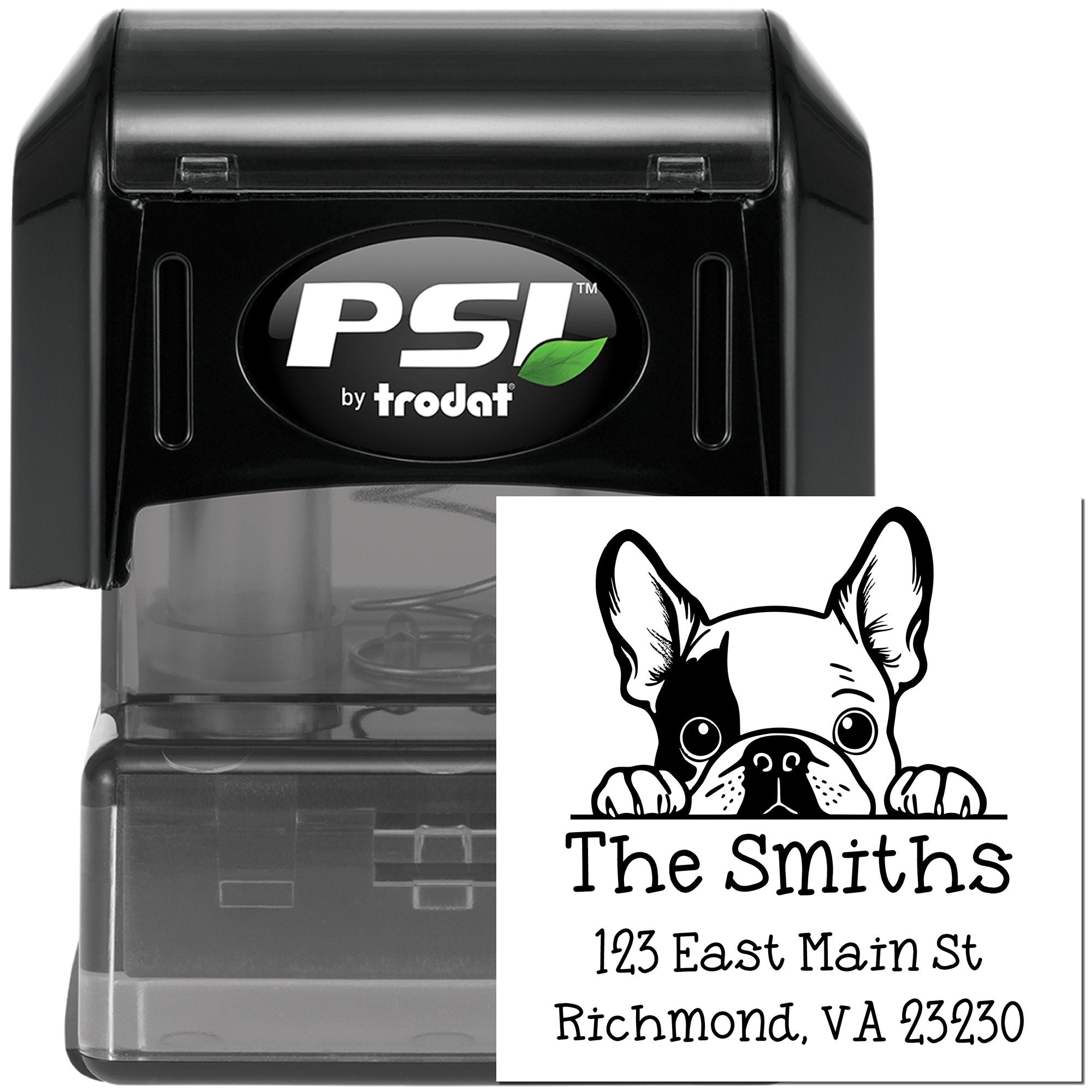 PSI Pre-Inked French Bulldog Puppy Dog Home Address Stamp - Engineer Seal Stamps