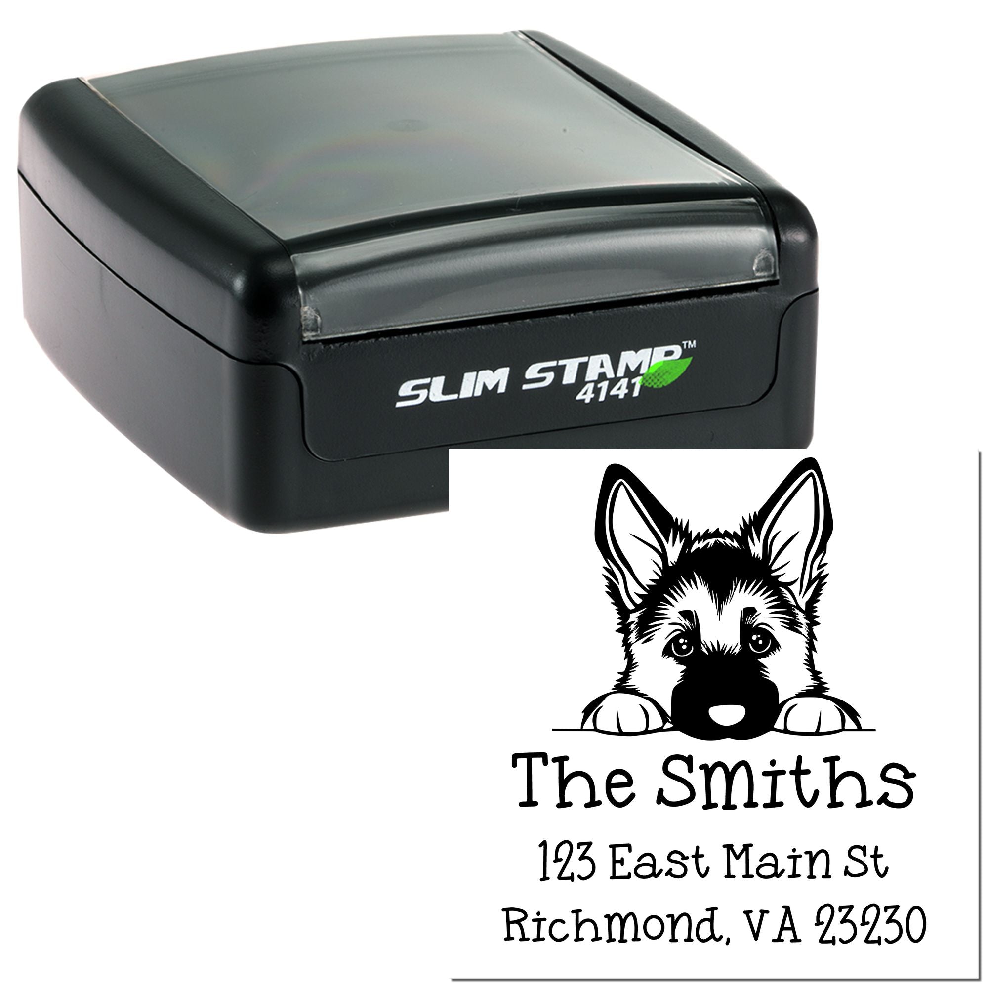Slim German Shepherd Personalized Home Address Stamp - Engineer Seal Stamps