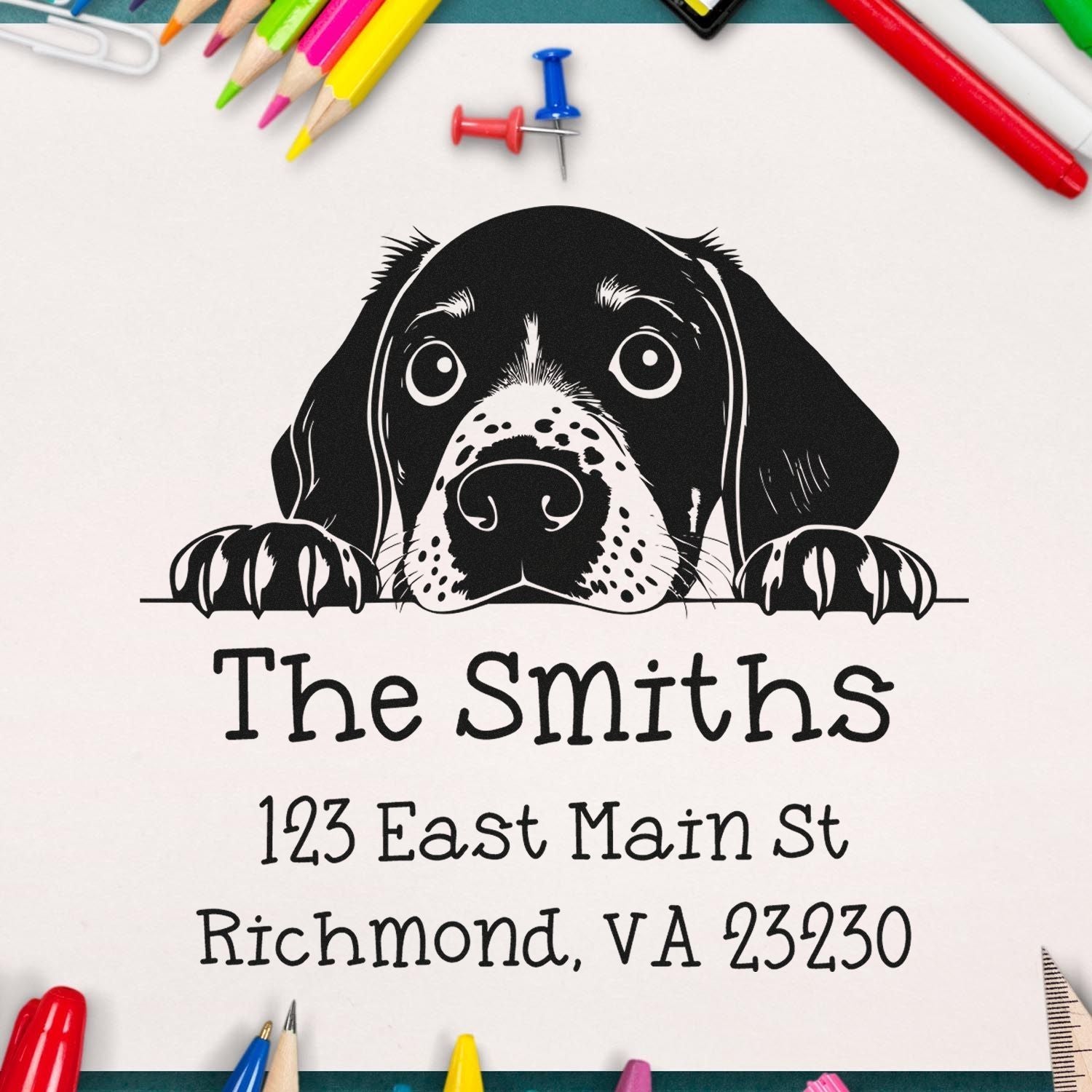 Slim German Shorthaired Pointer Personalized Address Label Stamp - Engineer Seal Stamps