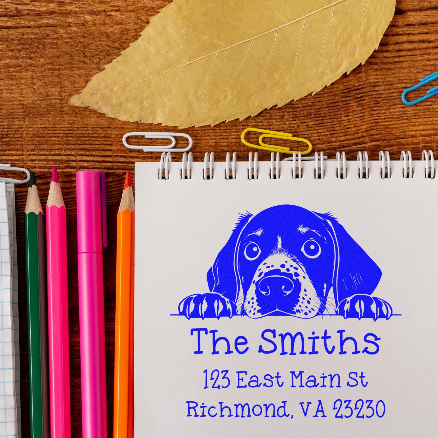 Self-Inking German Shorthaired Pointer Peeking Puppy Custom Address Stamp - Engineer Seal Stamps