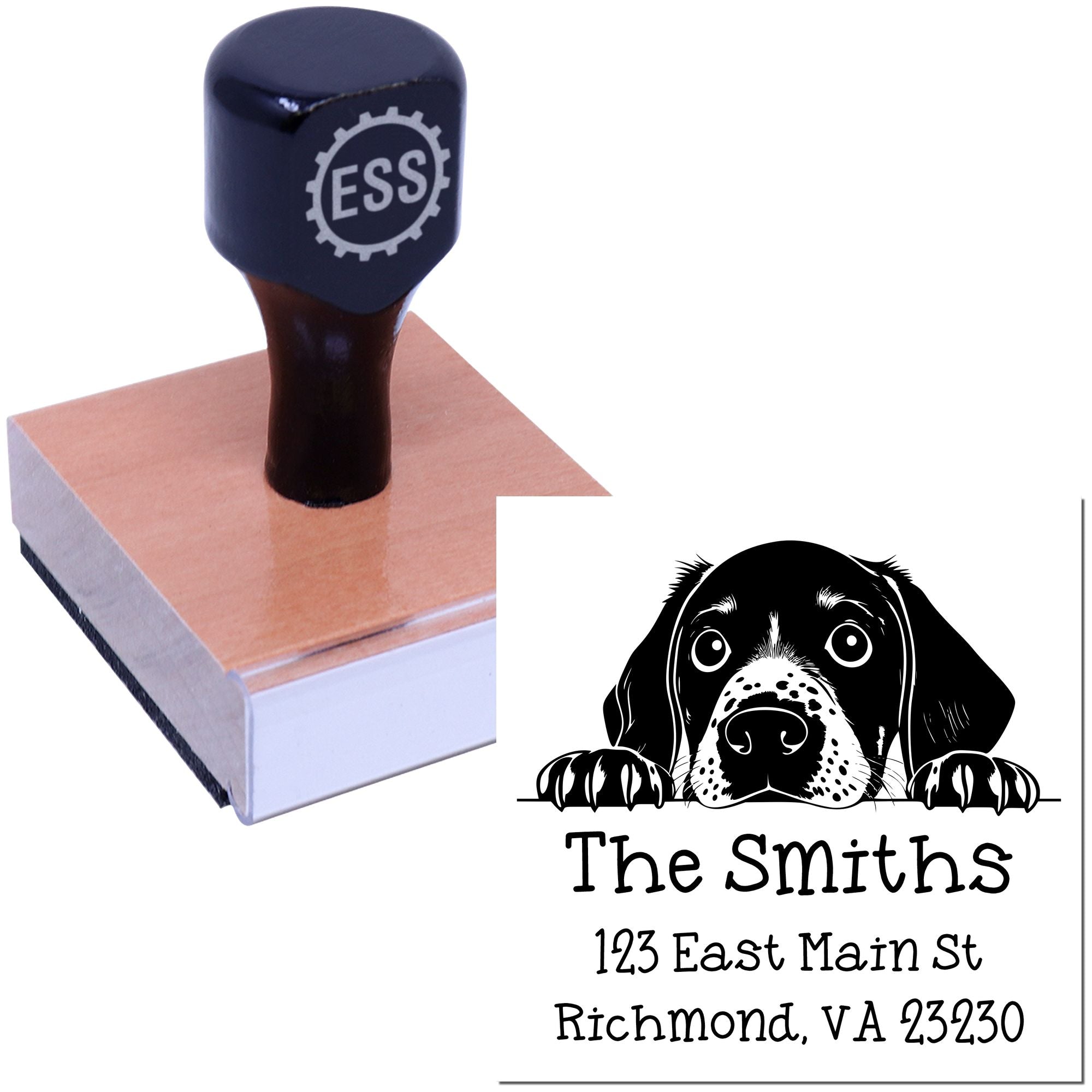 Wood Handle German Shorthaired Pointer Puppy Customized Address Return Stamp - Engineer Seal Stamps