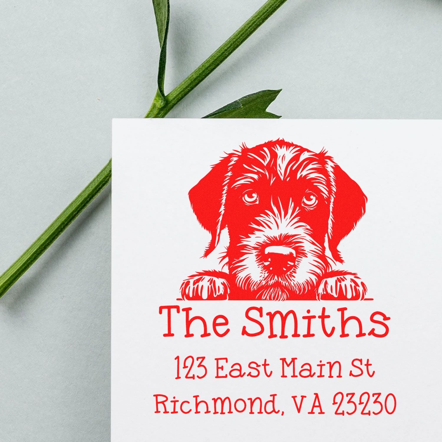 Wood Handle German Wirehaired Pointer Puppy Customized Inked Stamp - Engineer Seal Stamps