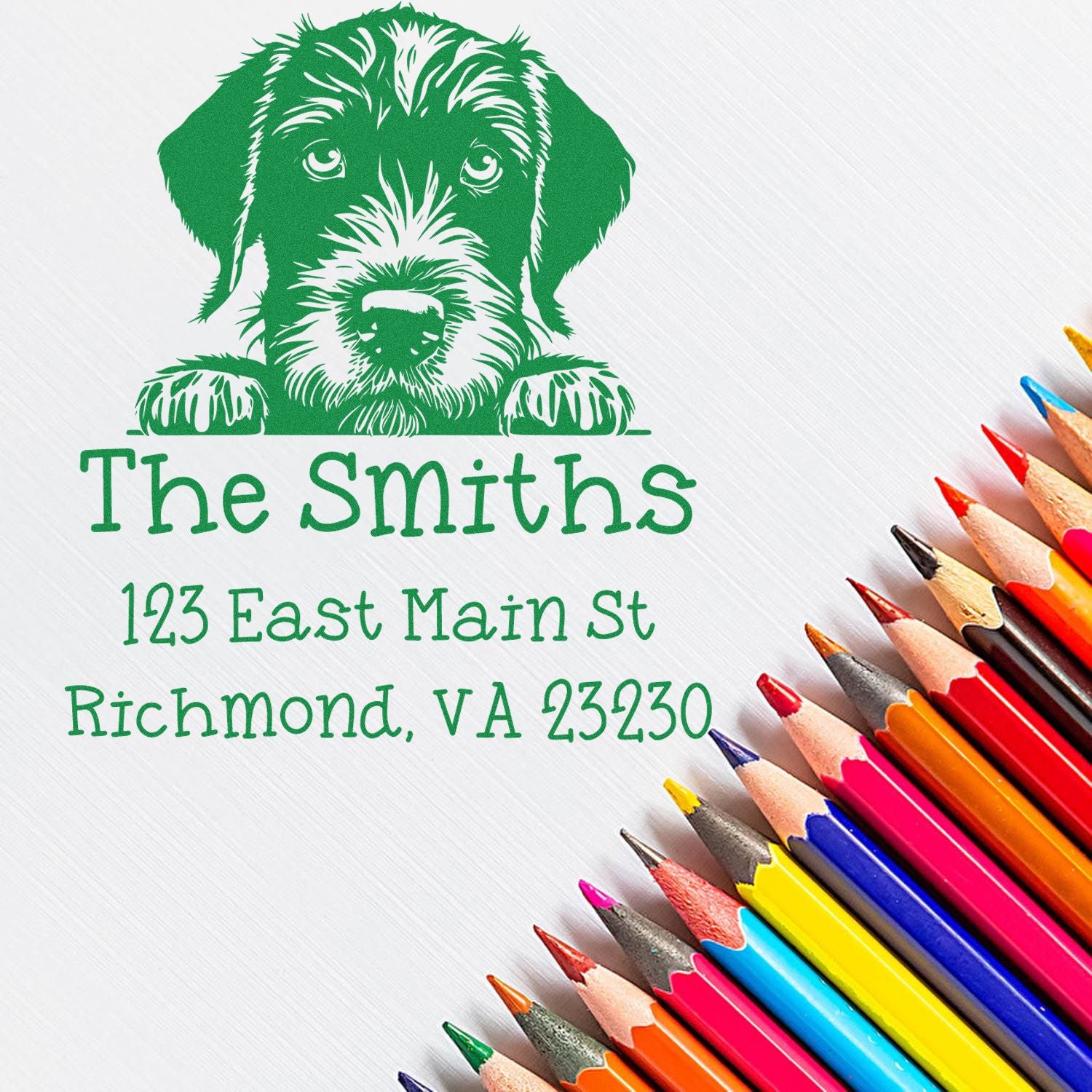 Slim German Wirehaired Pointer Personalized Address Label Stamp - Engineer Seal Stamps
