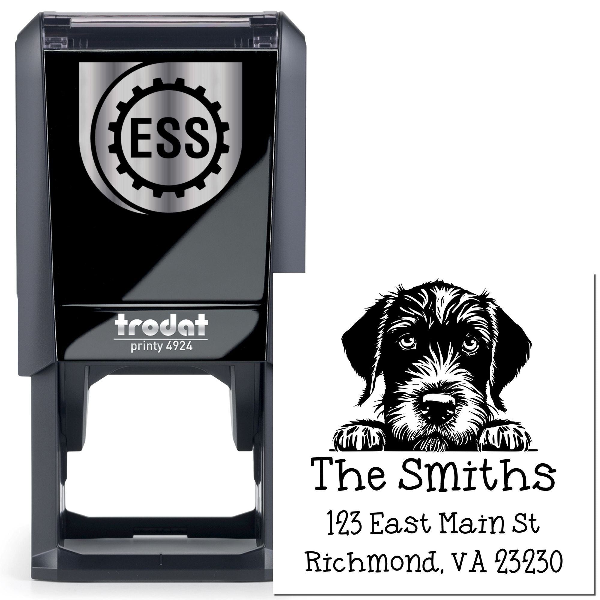Self-Inking German Wirehaired Pointer Peeking Puppy Custom Address Return Stamp - Engineer Seal Stamps