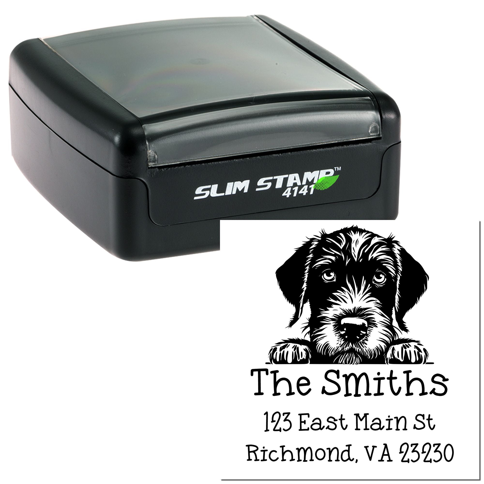 Slim German Wirehaired Pointer Personalized Address Label Stamp - Engineer Seal Stamps
