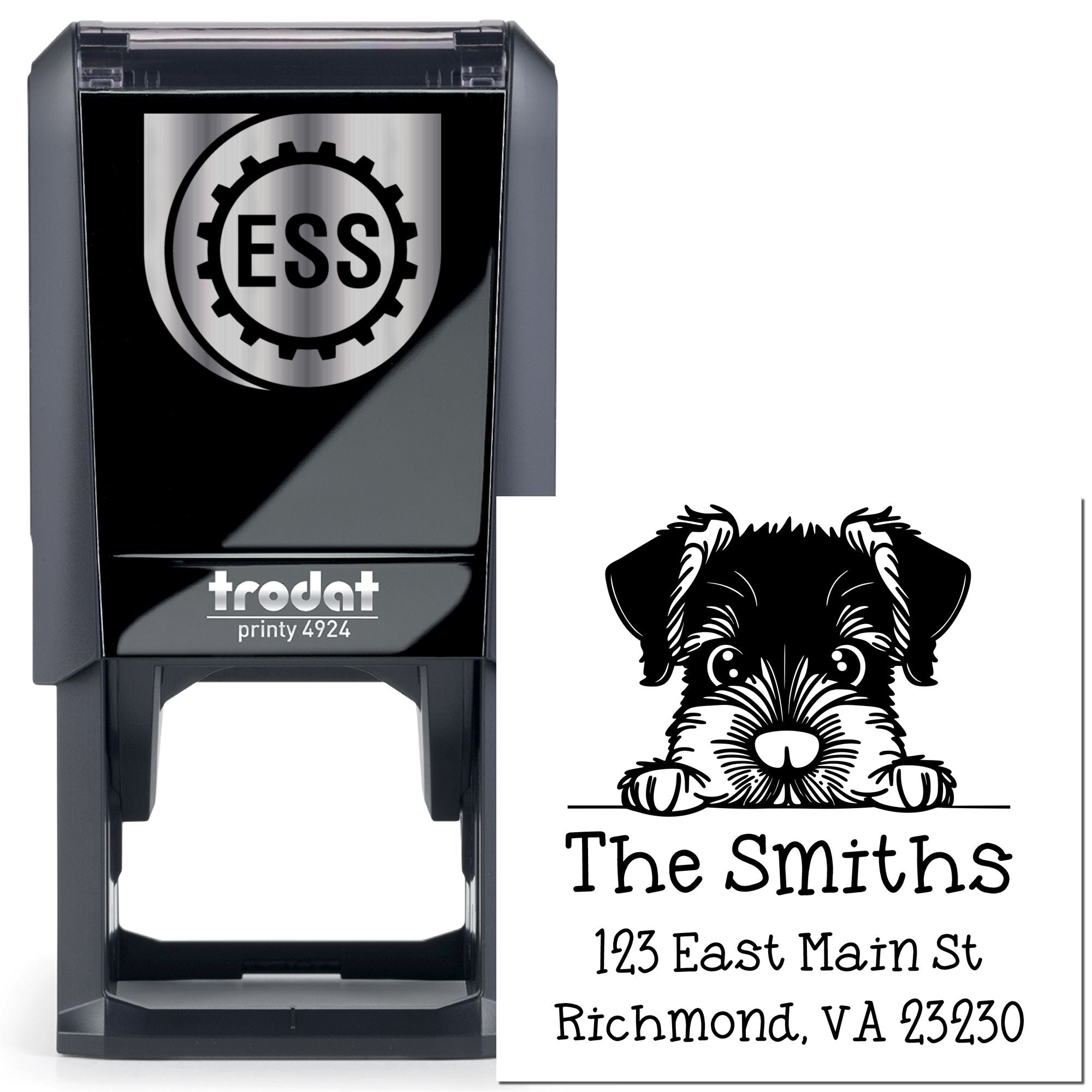 Self-Inking Giant Schnauzer Peeking Puppy Custom Inked Stamp - Engineer Seal Stamps