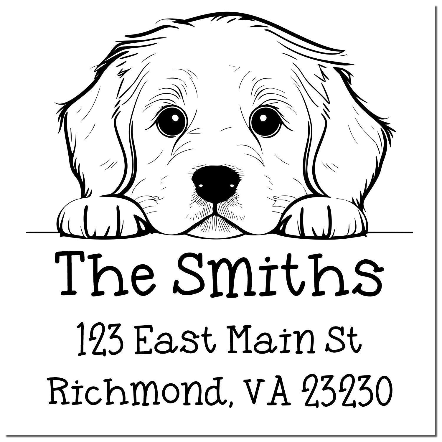 Self-Inking Golden Retriever Peeking Puppy Custom Return Address Stamp - Engineer Seal Stamps