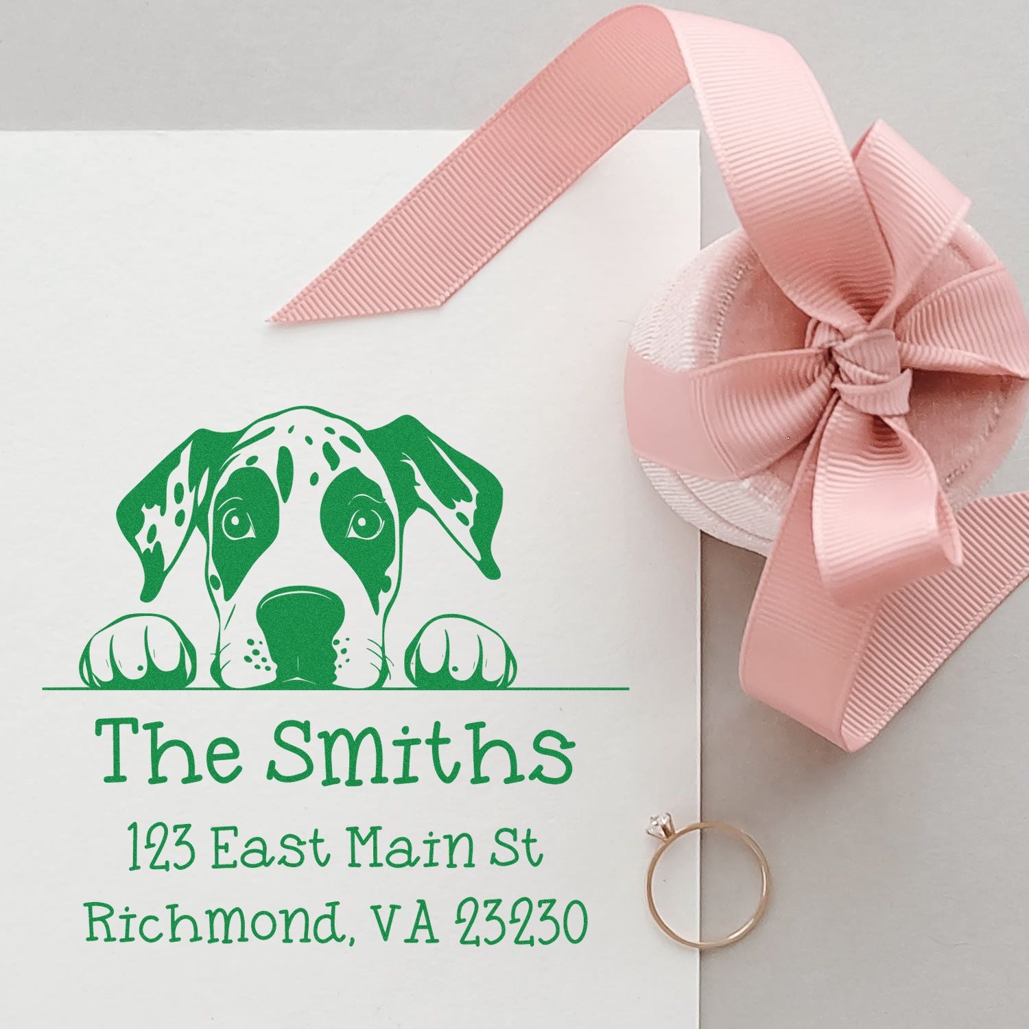 Wood Handle Great Pyrenees Puppy Customized Name and Address Stamp - Engineer Seal Stamps