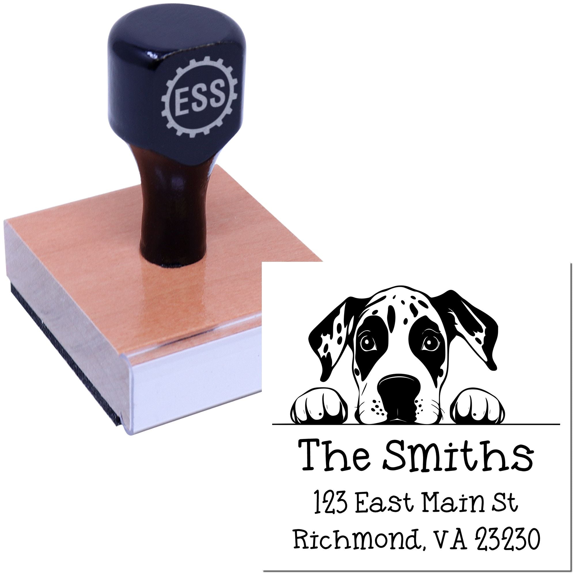 Wood Handle Great Pyrenees Puppy Customized Name and Address Stamp - Engineer Seal Stamps