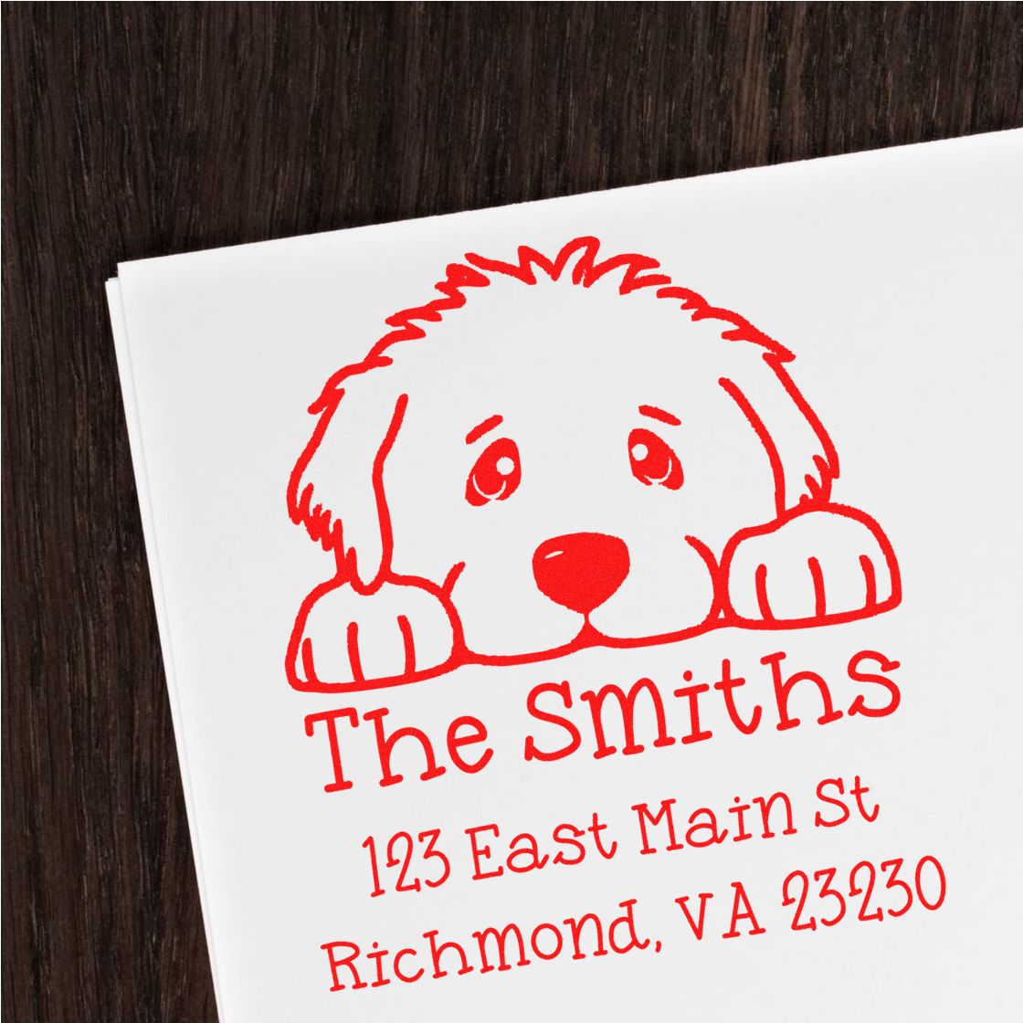 Wood Handle Great Dane Puppy Customized Refillable Address Stamp - Engineer Seal Stamps
