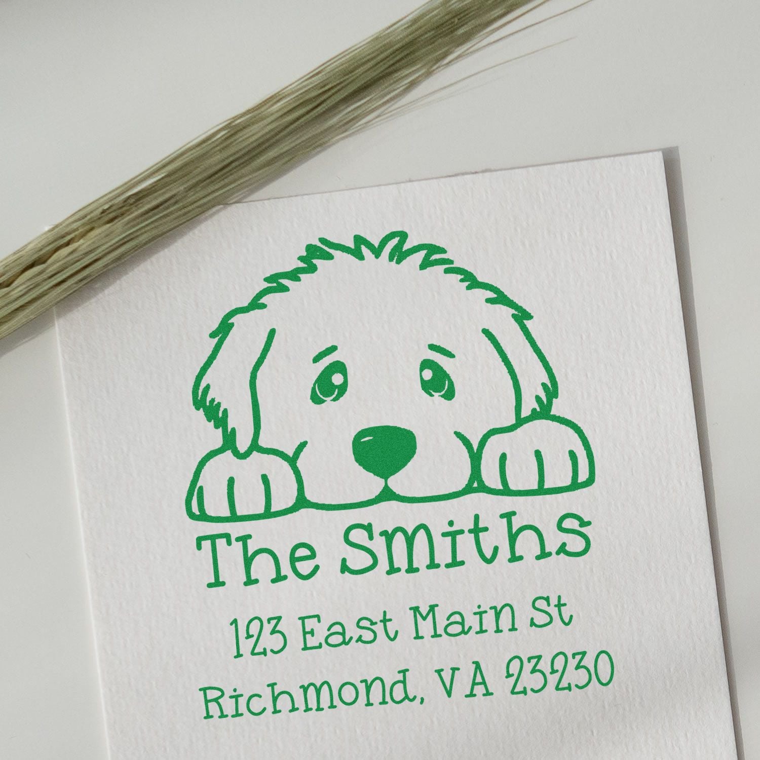 Self-Inking Great Dane Peeking Puppy Custom Name and Address Stamp - Engineer Seal Stamps