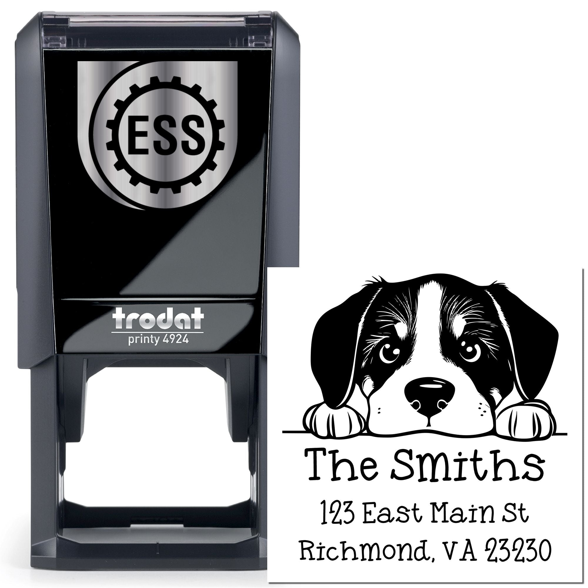 Self-Inking Greater Swiss Mountain Dog Peeking Puppy Custom Refillable Address Stamp - Engineer Seal Stamps