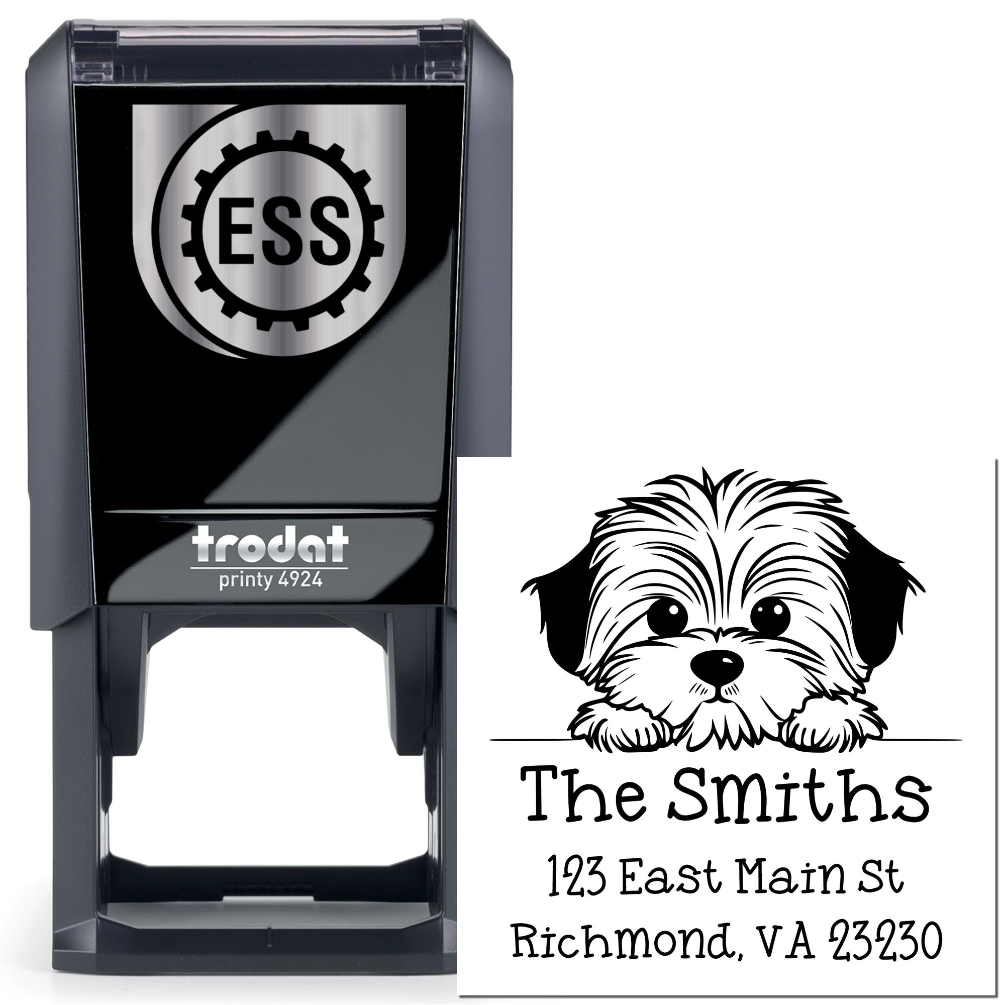 Self-Inking Havanese Peeking Puppy Custom Easy-To-Use Address Stamp - Engineer Seal Stamps