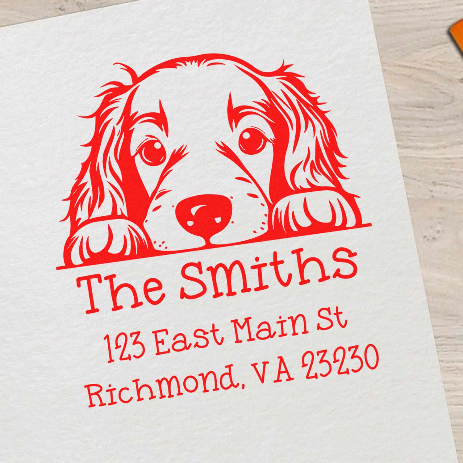 Self-Inking Irish Setter Peeking Puppy Custom High-Quality Address Stamp - Engineer Seal Stamps