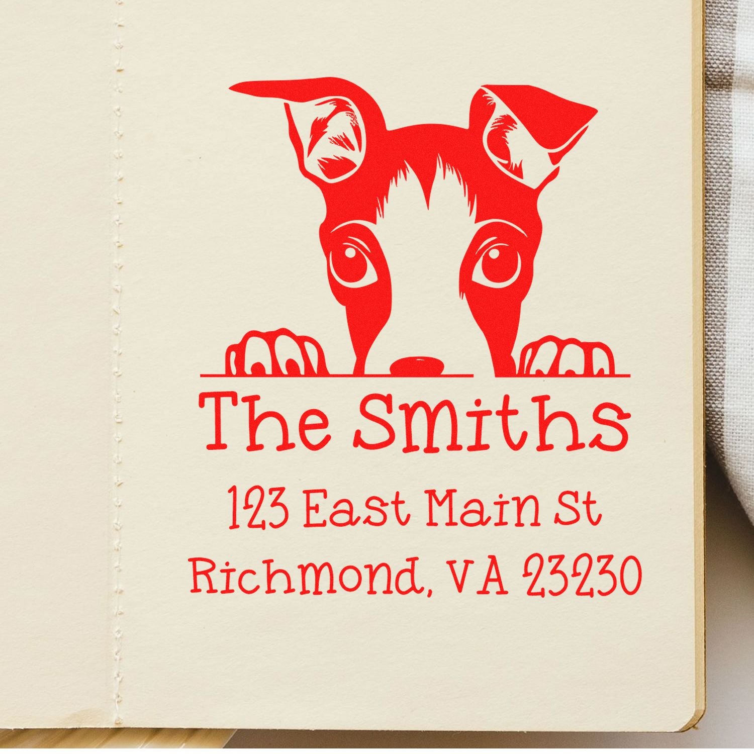 Self-Inking Italian Greyhound Peeking Puppy Custom Mailing Stamp - Engineer Seal Stamps