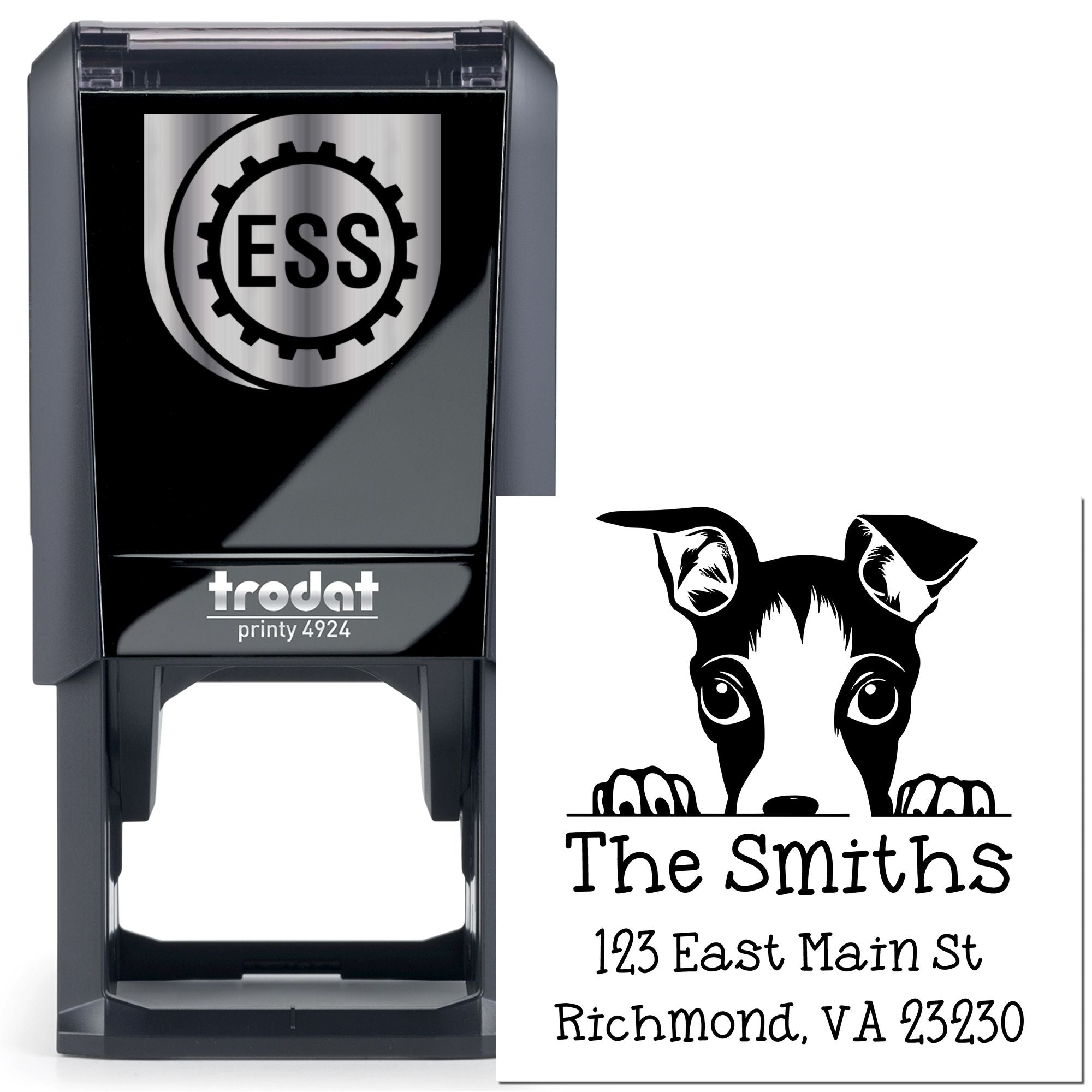 Self-Inking Italian Greyhound Peeking Puppy Custom Mailing Stamp - Engineer Seal Stamps