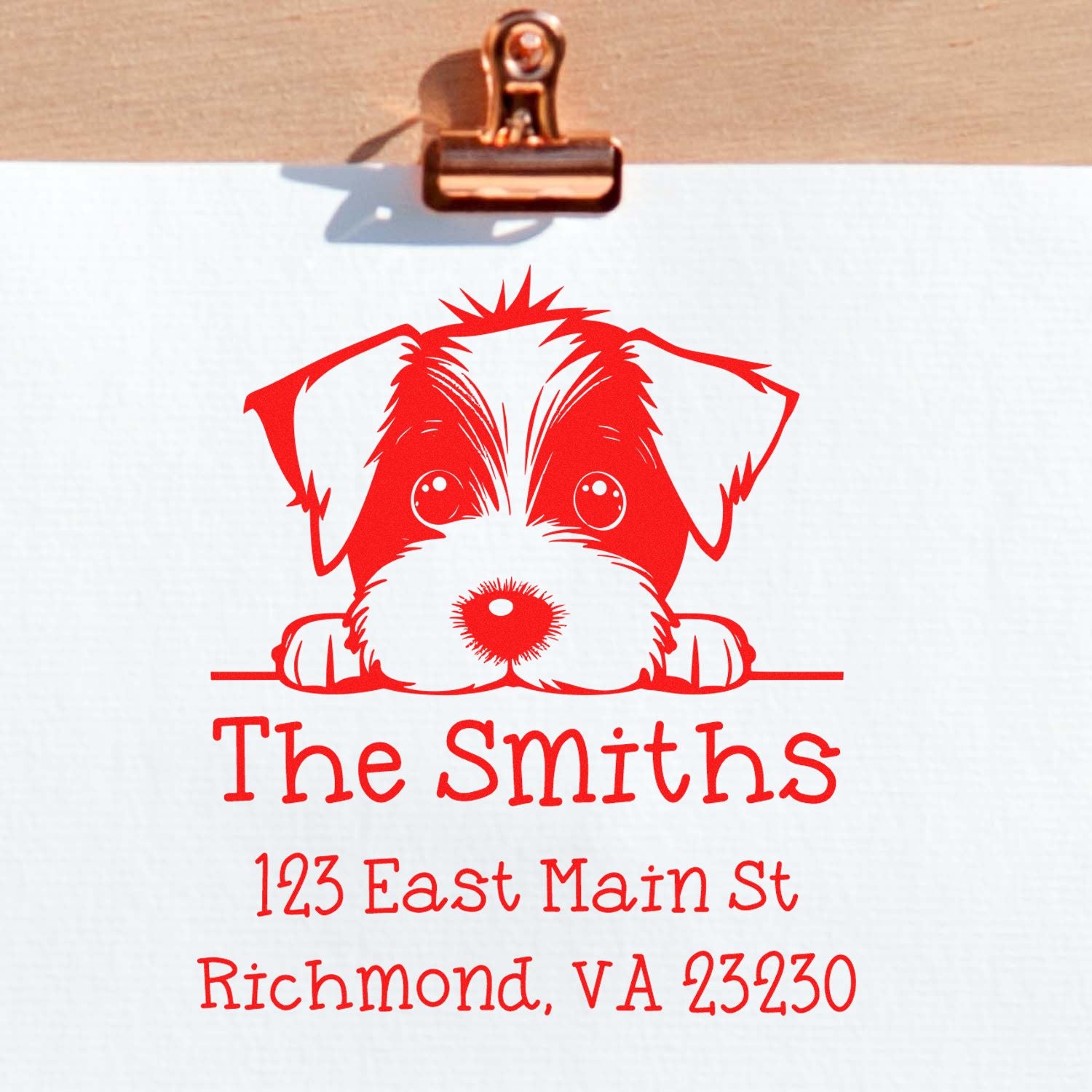 Self-Inking Jack Russell Peeking Puppy Custom House Address Stamp - Engineer Seal Stamps