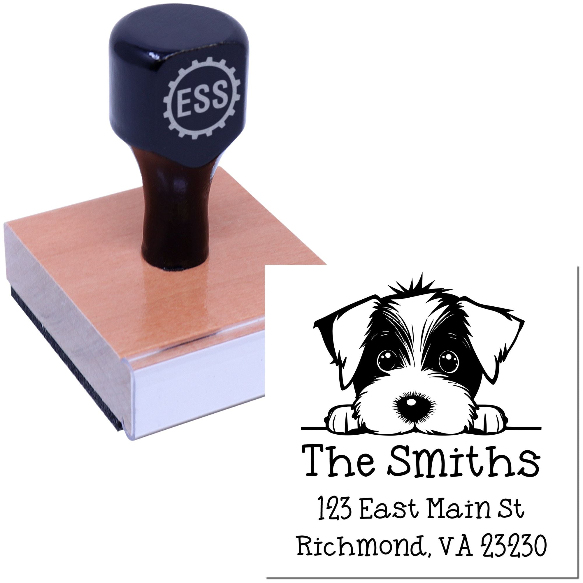 Wood Handle Jack Russell Puppy Customized Home Address Stamp - Engineer Seal Stamps